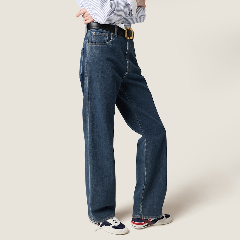 Flocked denim jeans