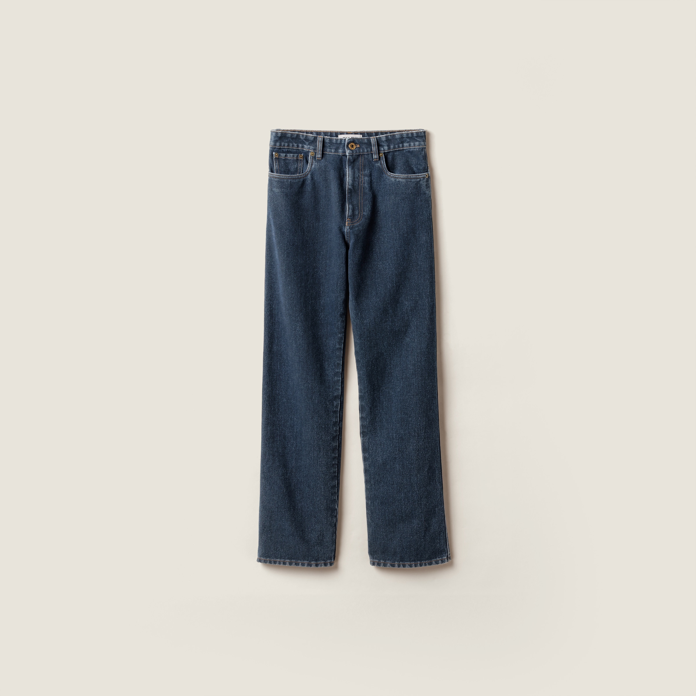Navy Flocked Denim Jeans | Miu Miu