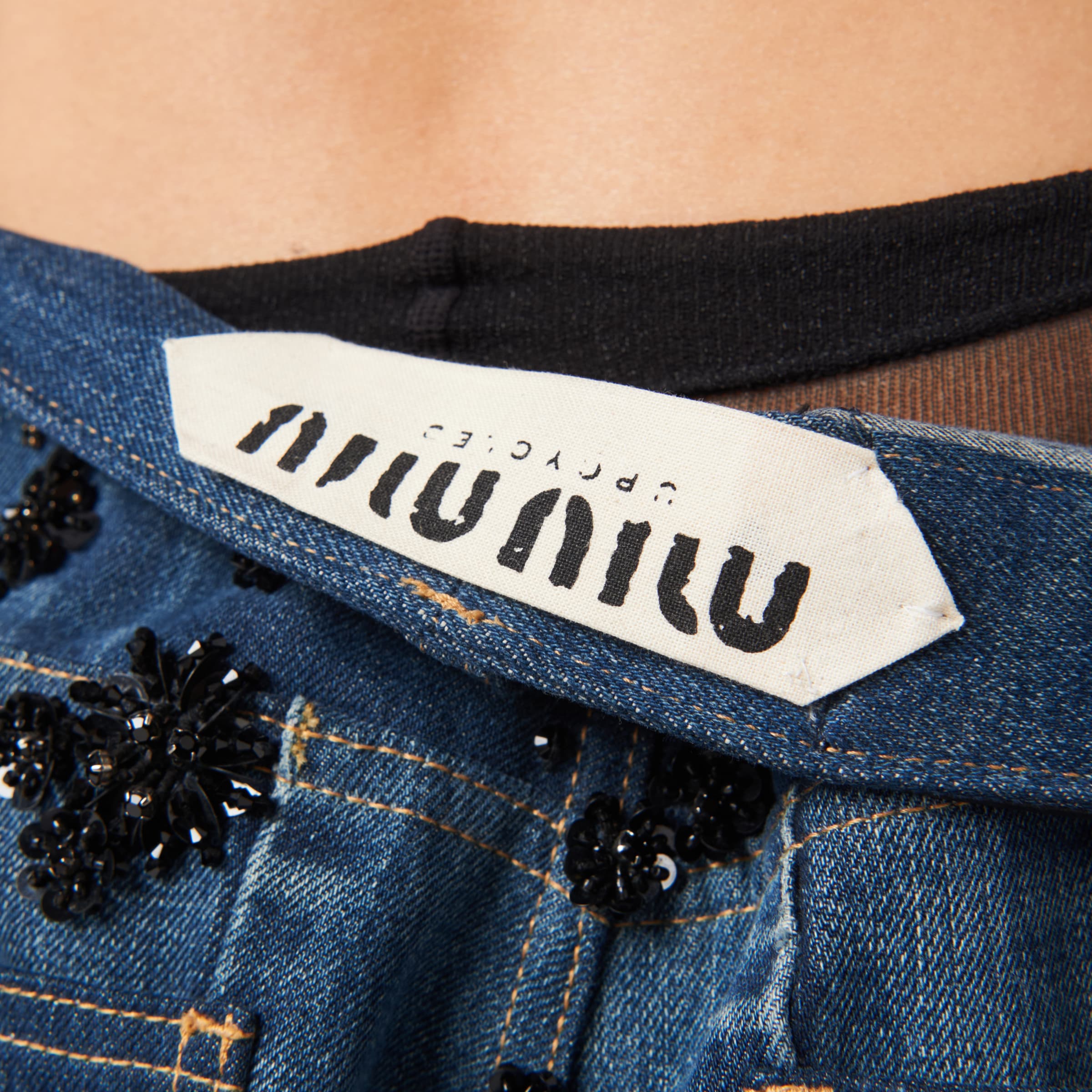 Embellished denim shorts - Collection Collections | Miu Miu