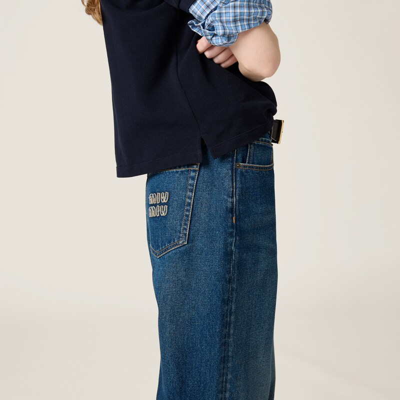 Washed denim flared jeans