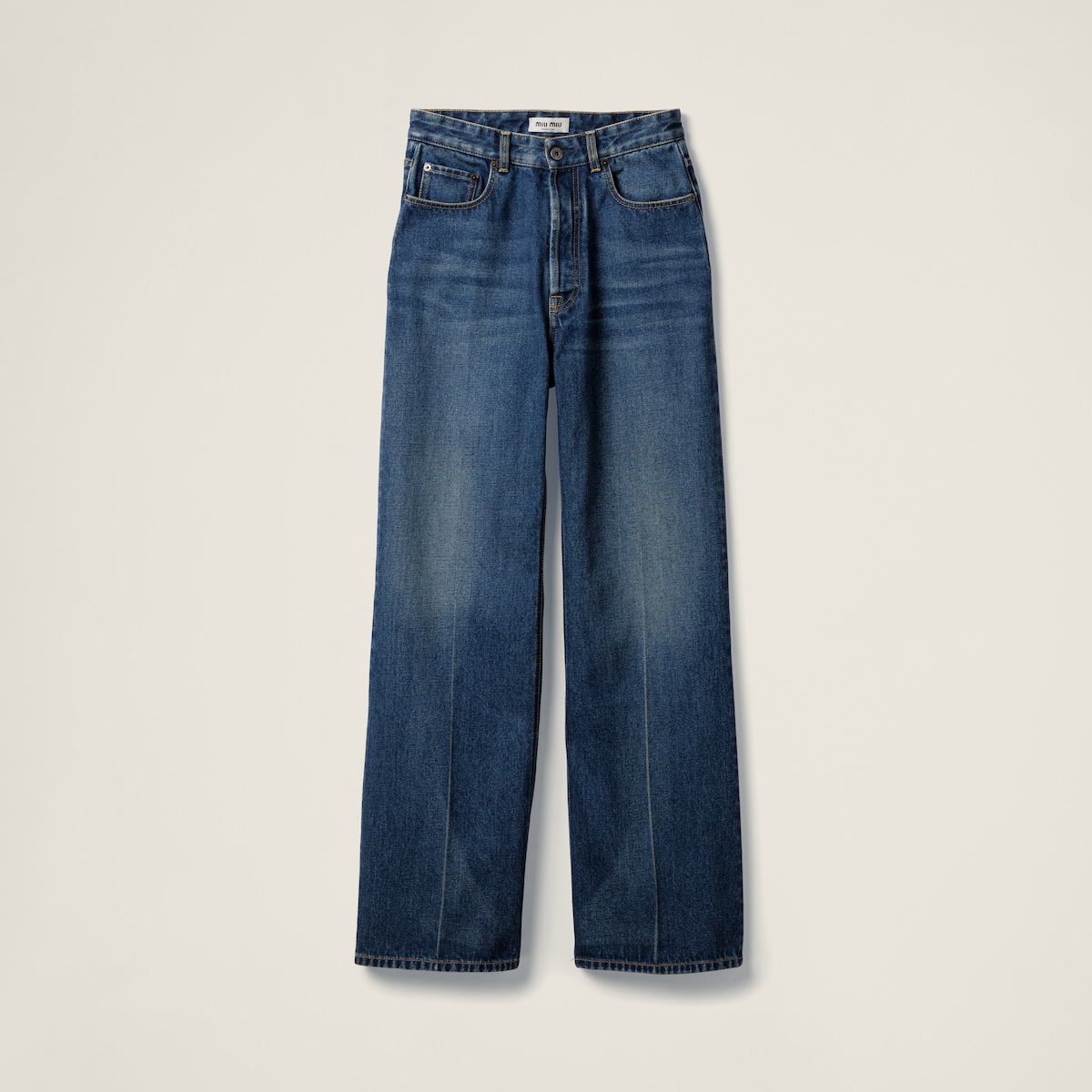 Washed denim flared jeans