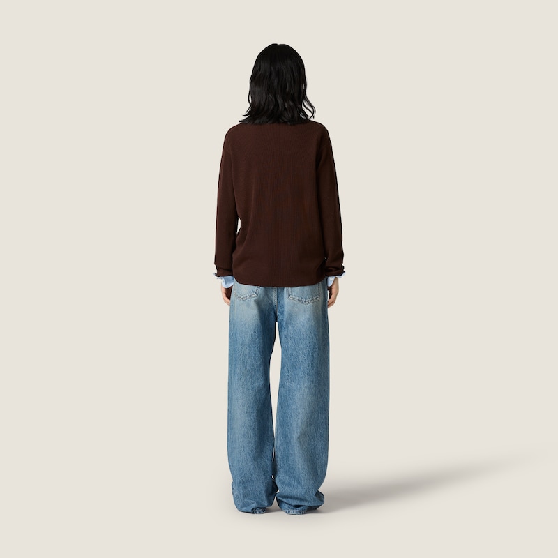 Five-pocket washed denim jeans