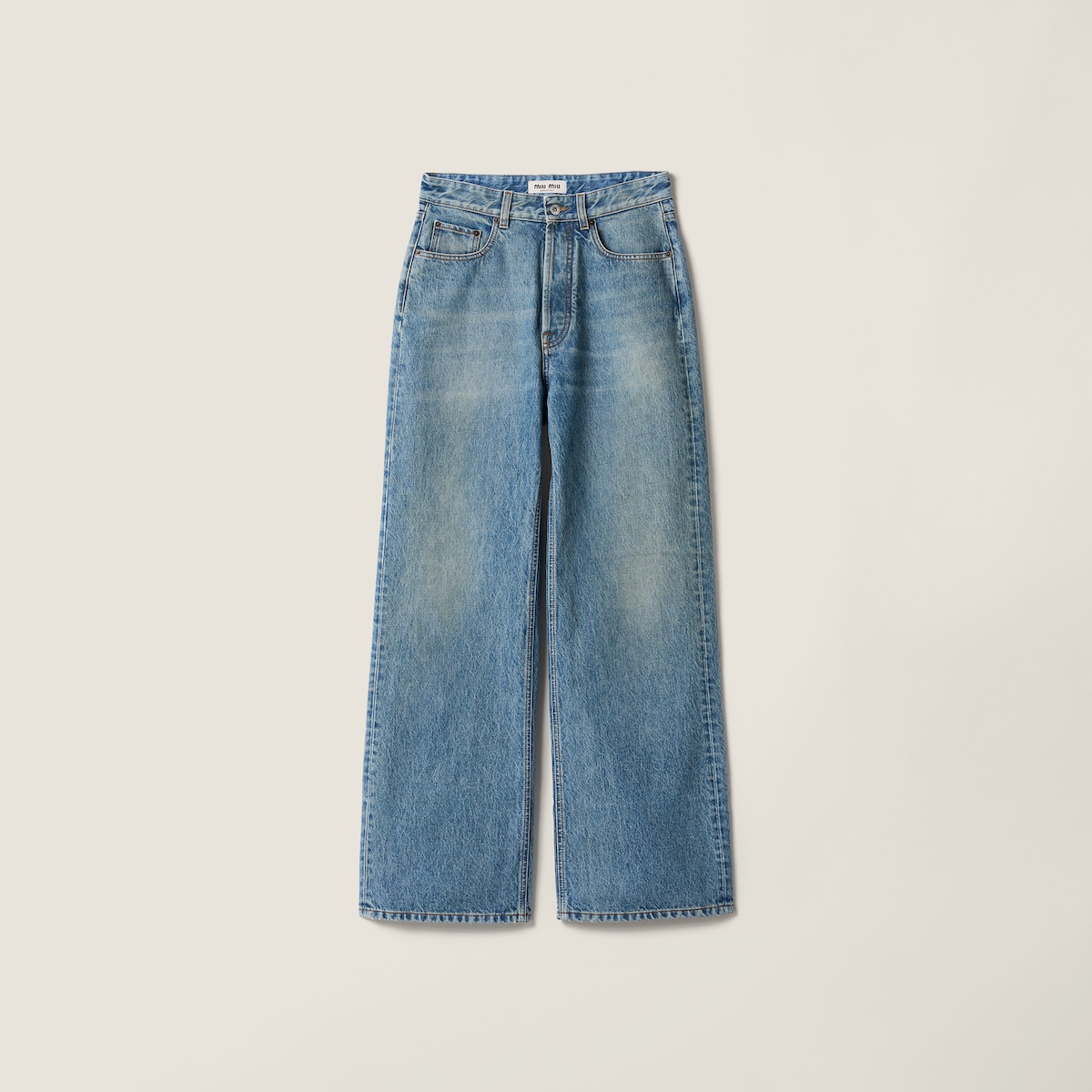 Five-pocket washed denim jeans