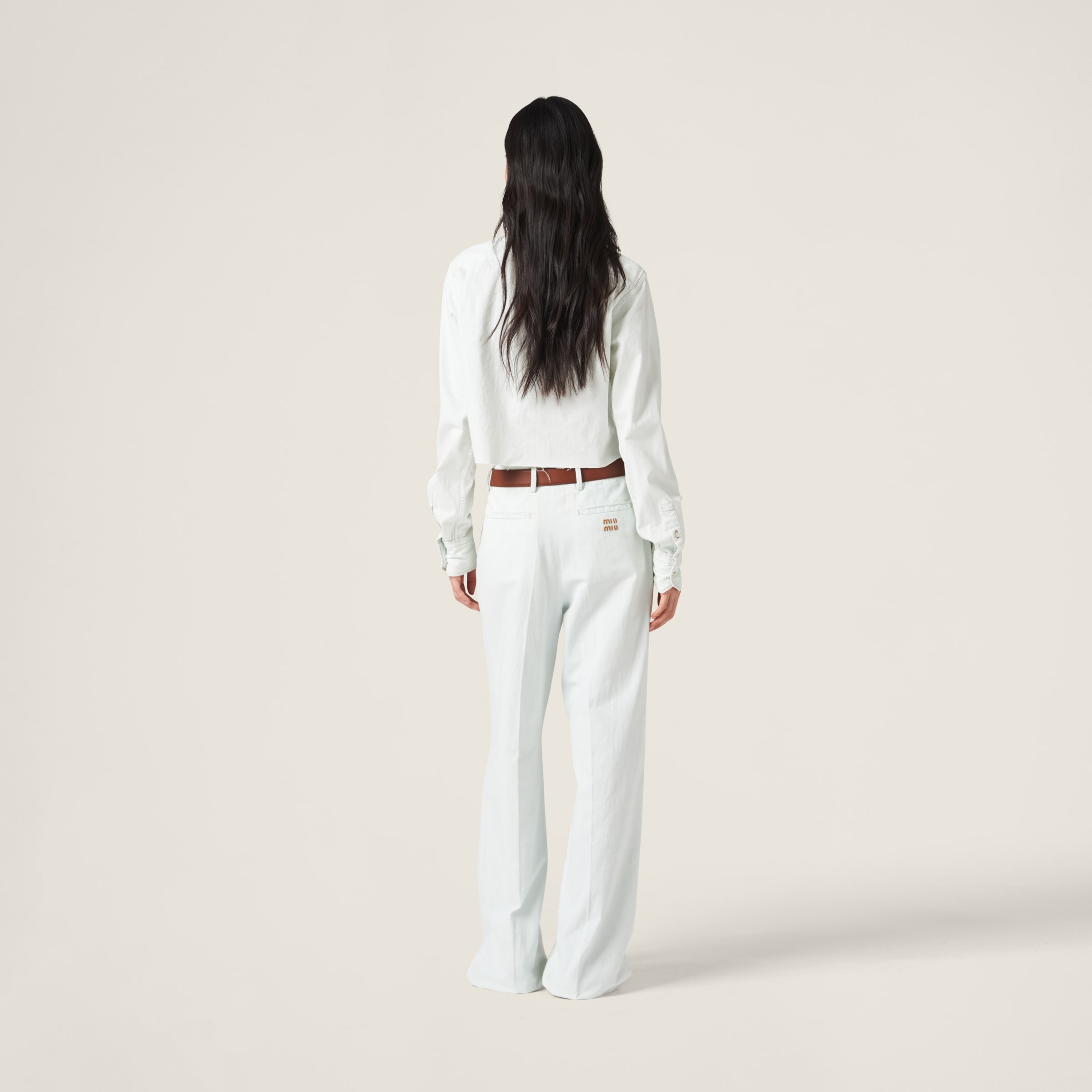 Miu Miu Chambray Denim Jeans In Light Blue