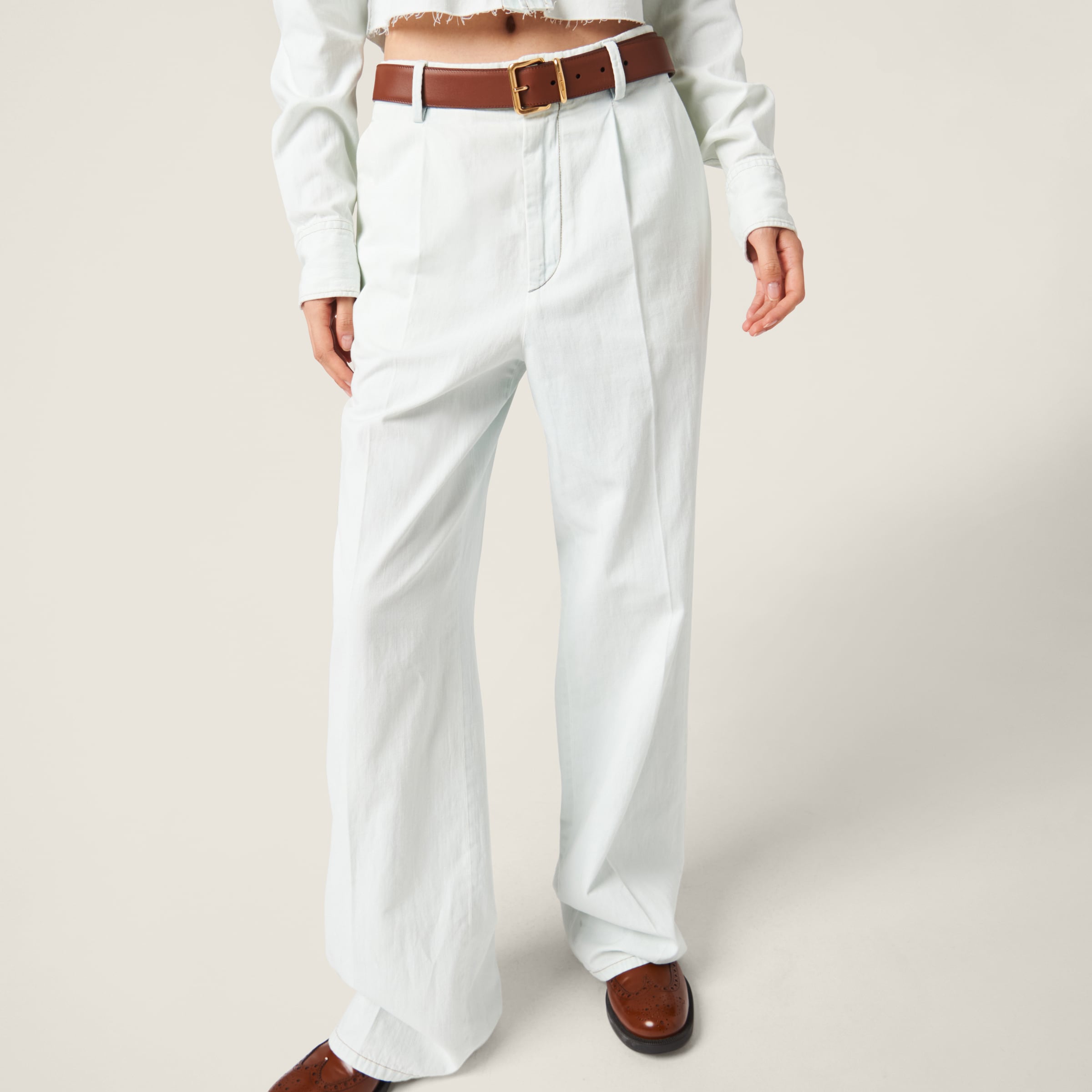 Miu Miu Chambray Denim Jeans In Light Blue