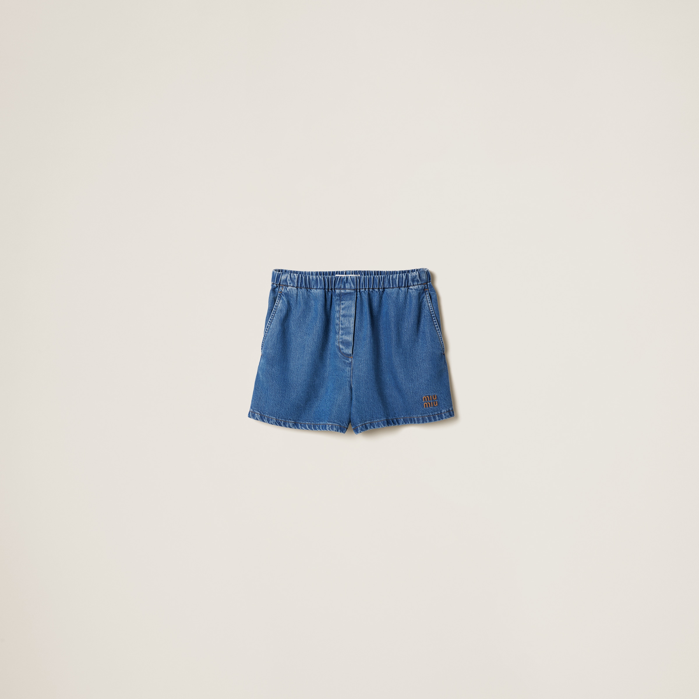 Miu Miu Denim Bermudas In Navy