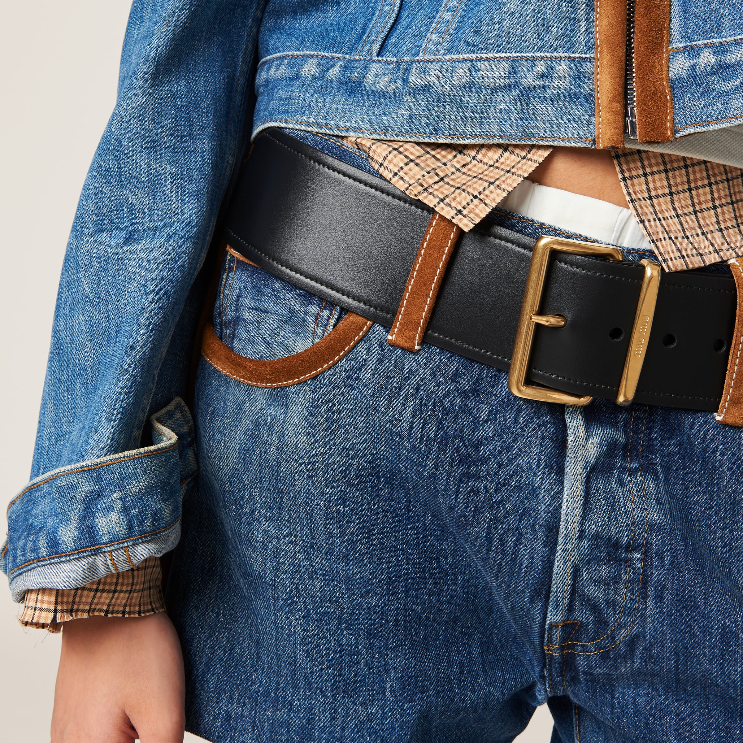 Miu Miu Denim Miniskirt In Navy