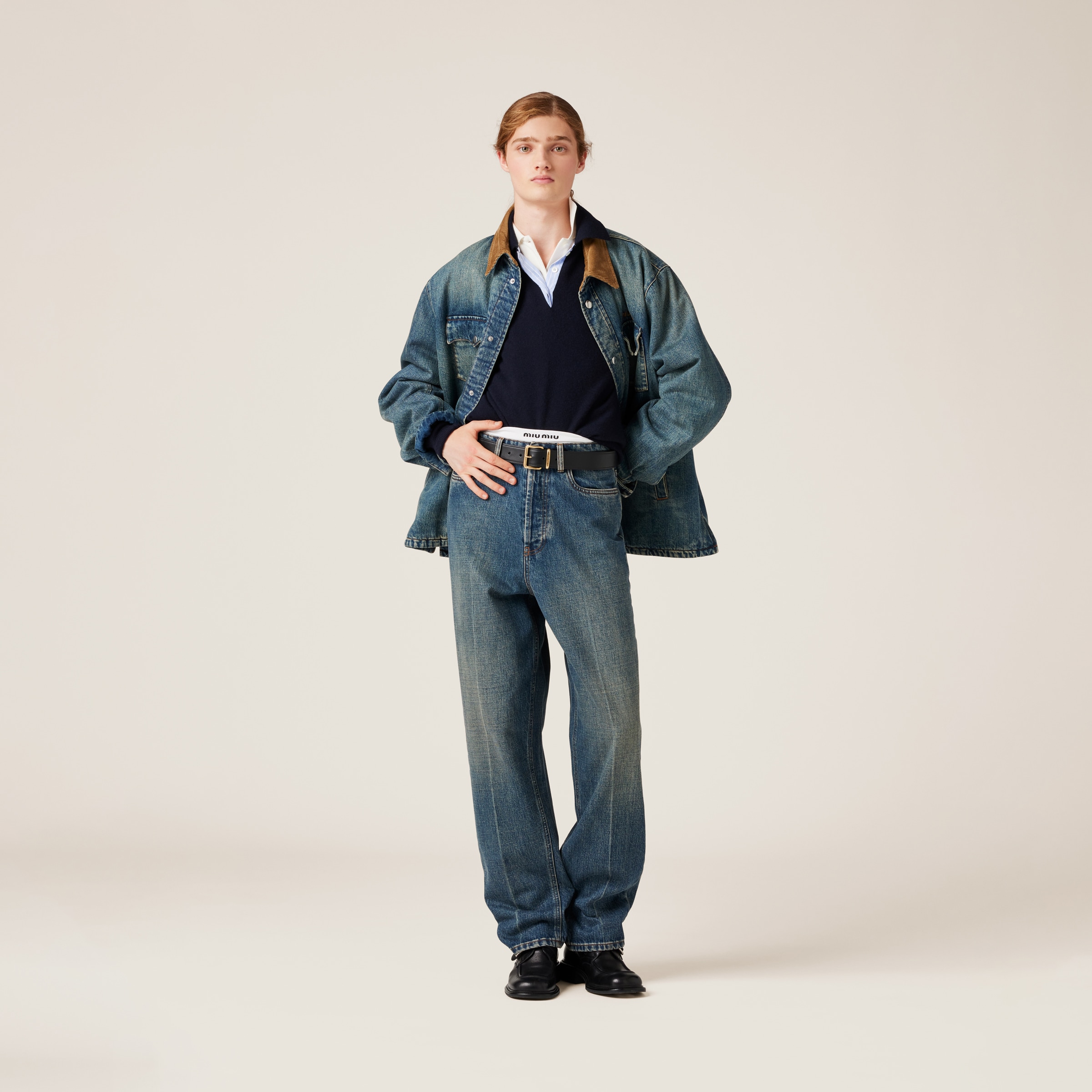 Miu Miu Denim Five-pocket Jeans In Navy