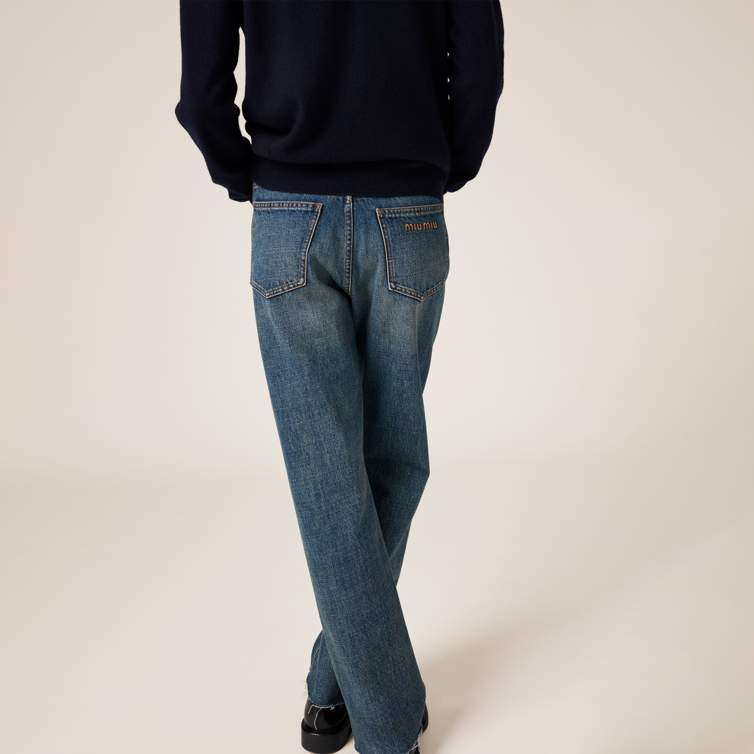 Miu Miu Denim Five-pocket Jeans In Navy
