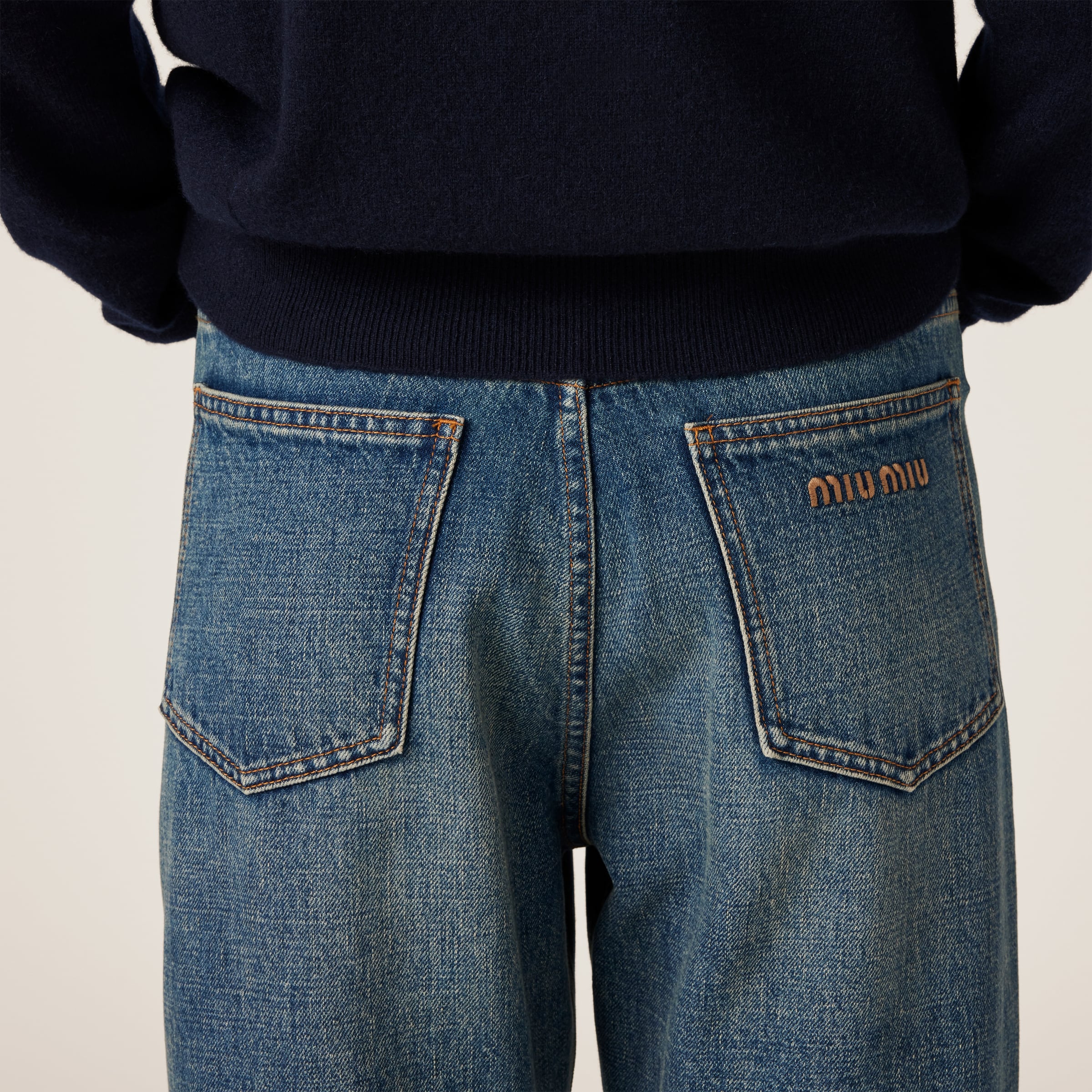 デニム・ジーパン MIU MIU GWP552_1567_F0008 FIVE POCKET JEANES Navy Denim Five-pocket Jeans | Miu Miu