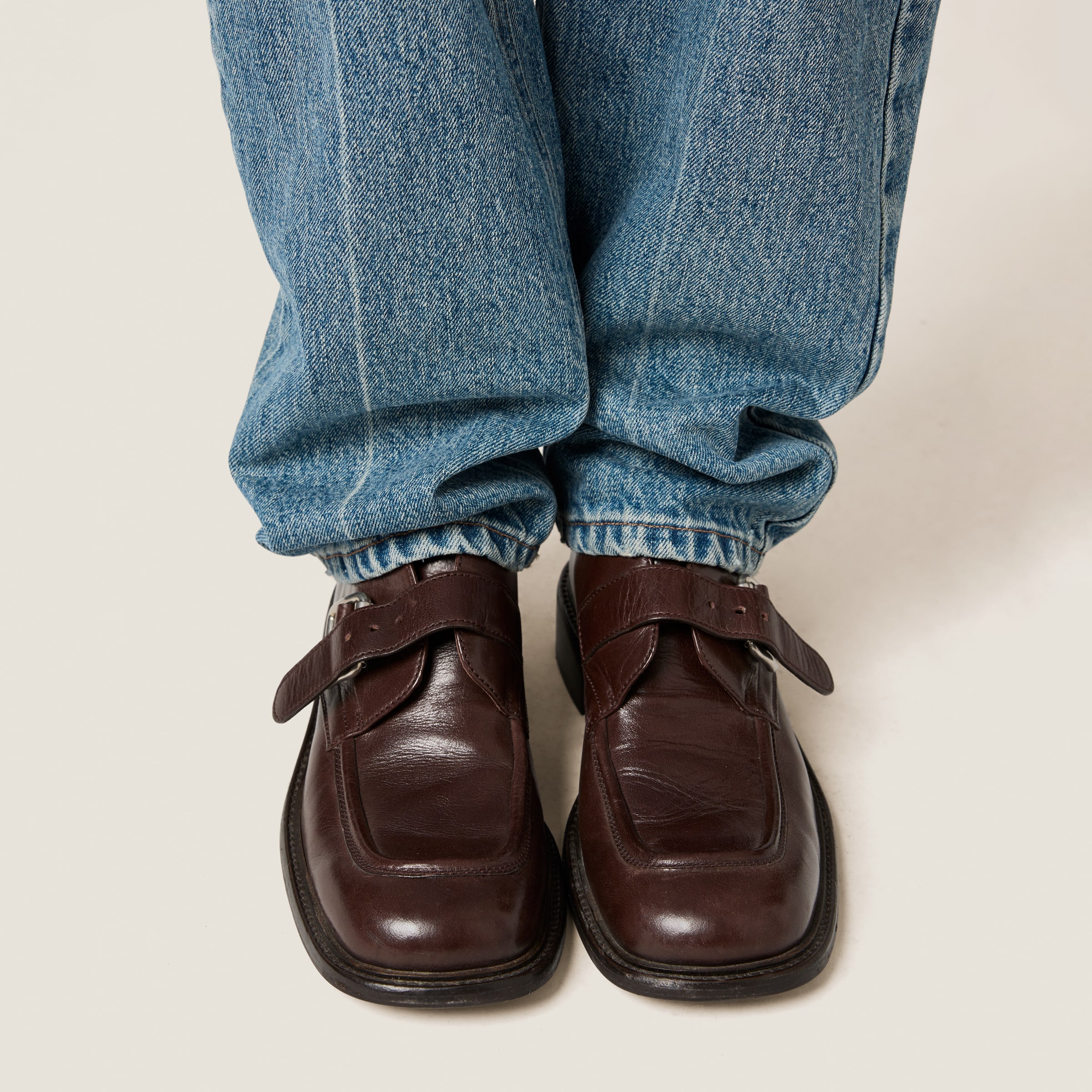 Shop Miu Miu Denim And Poplin Five-pocket Jeans In Sapphire Blue