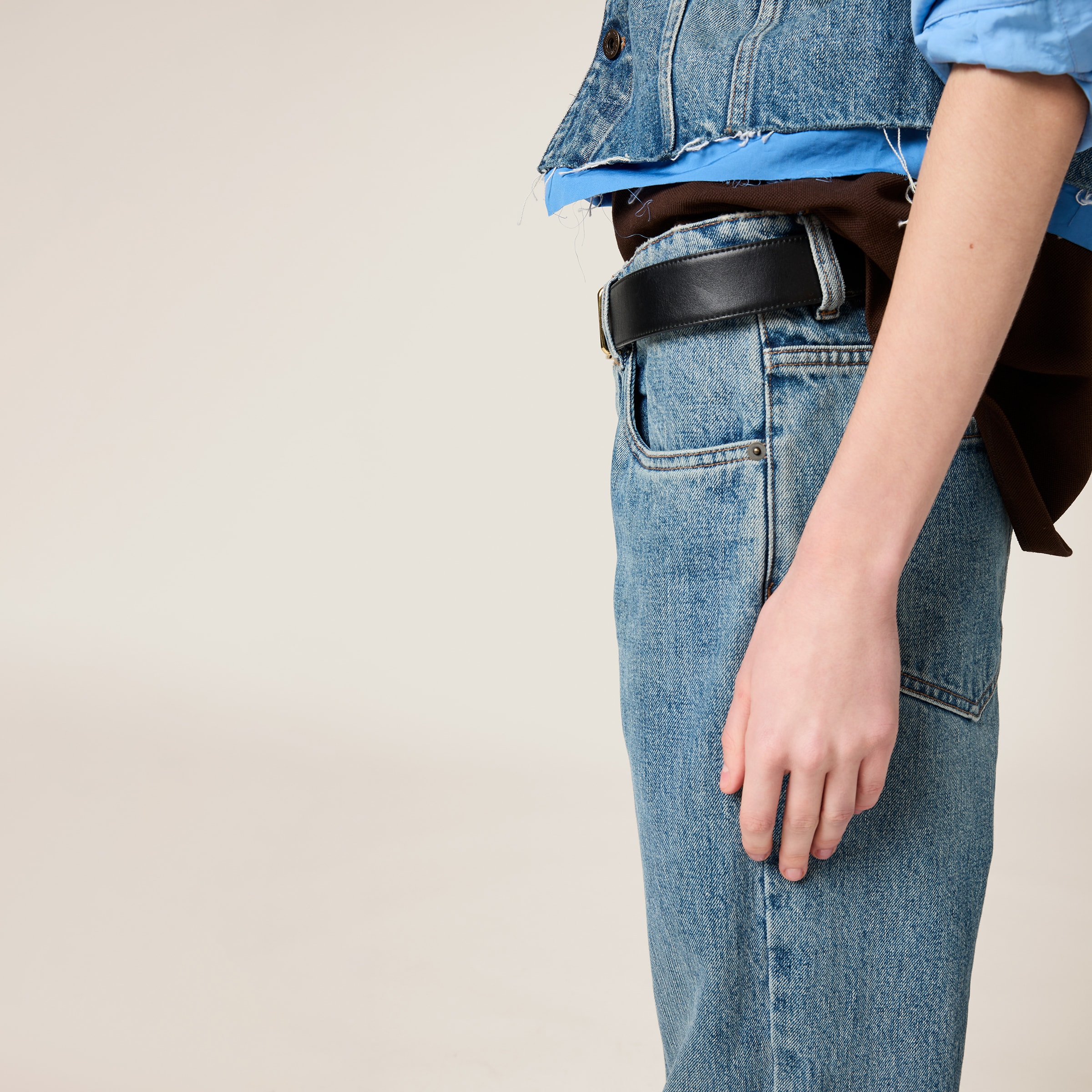 関税込 MiuMiu Denim and poplin five-pocket jeans Sapphire Blue Denim And Poplin Five-pocket Jeans | Miu Miu