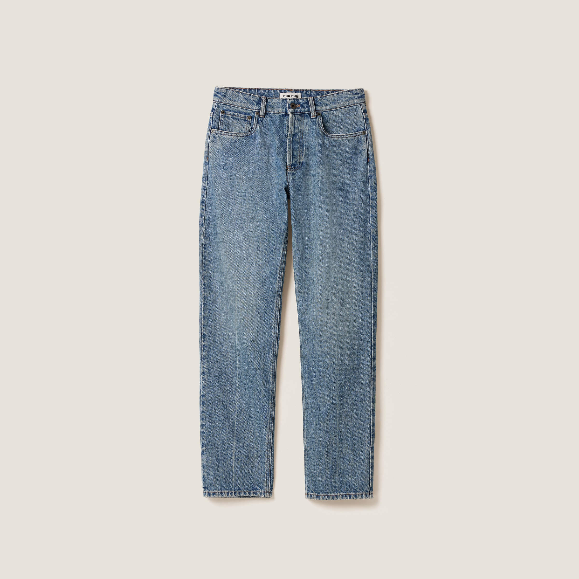 Miu Miu Denim And Poplin Five-pocket Jeans In Sapphire Blue
