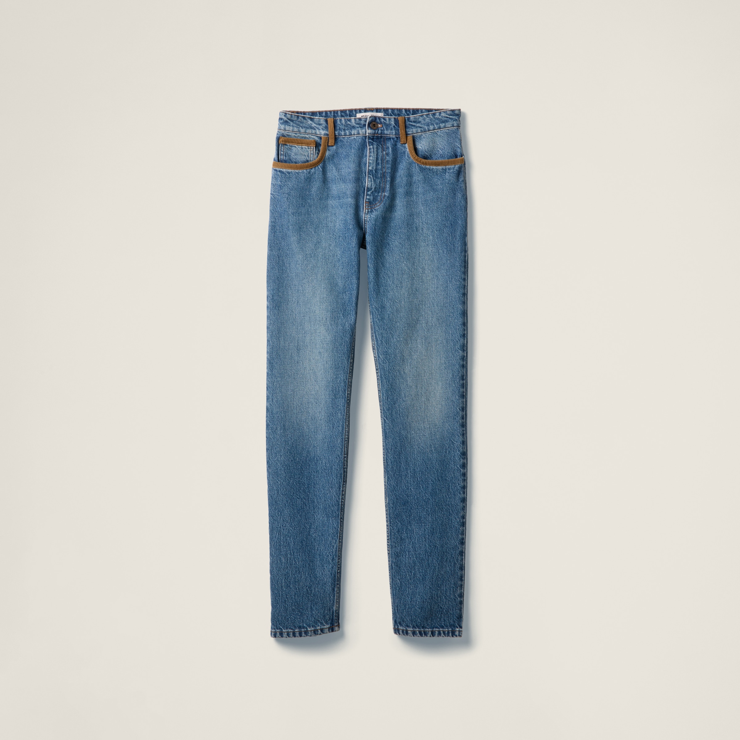 Miu Miu Five-pocket Denim And Corduroy Jeans In Sapphire Blue