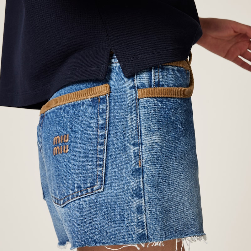 Denim and corduroy shorts