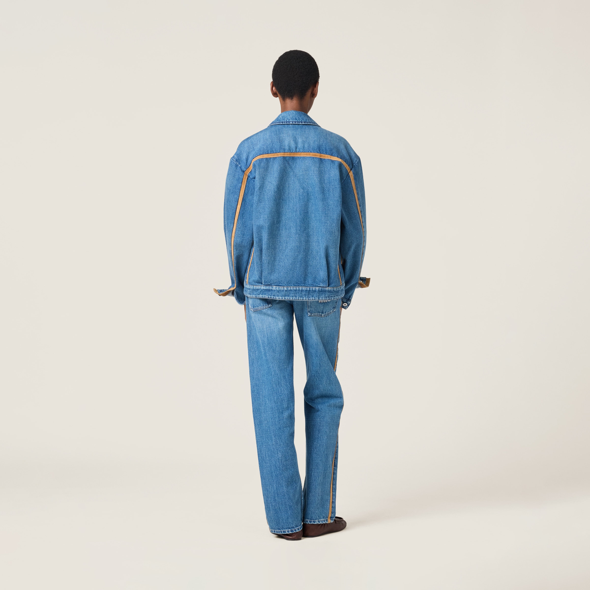 MIU MIU DENIM AND LEATHER JEANS