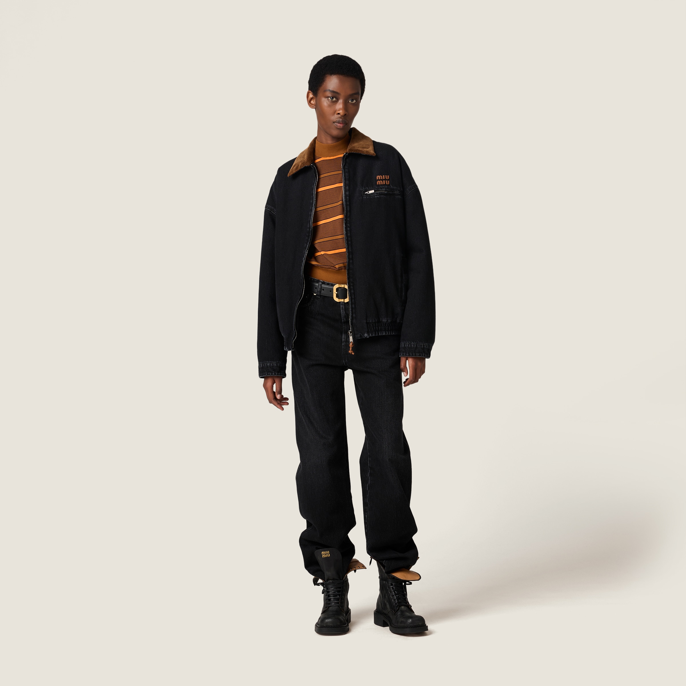 Miu Miu Black Denim Jeans In Black