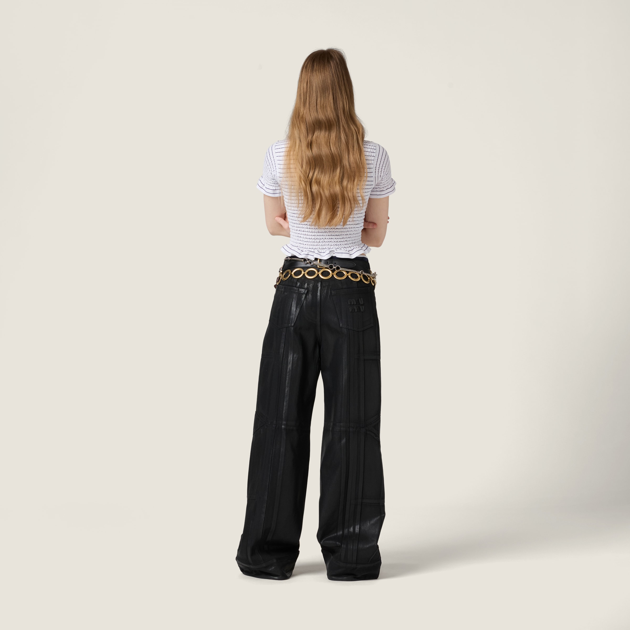 Pantalones en patchwork de denim negro Colección Colecciones