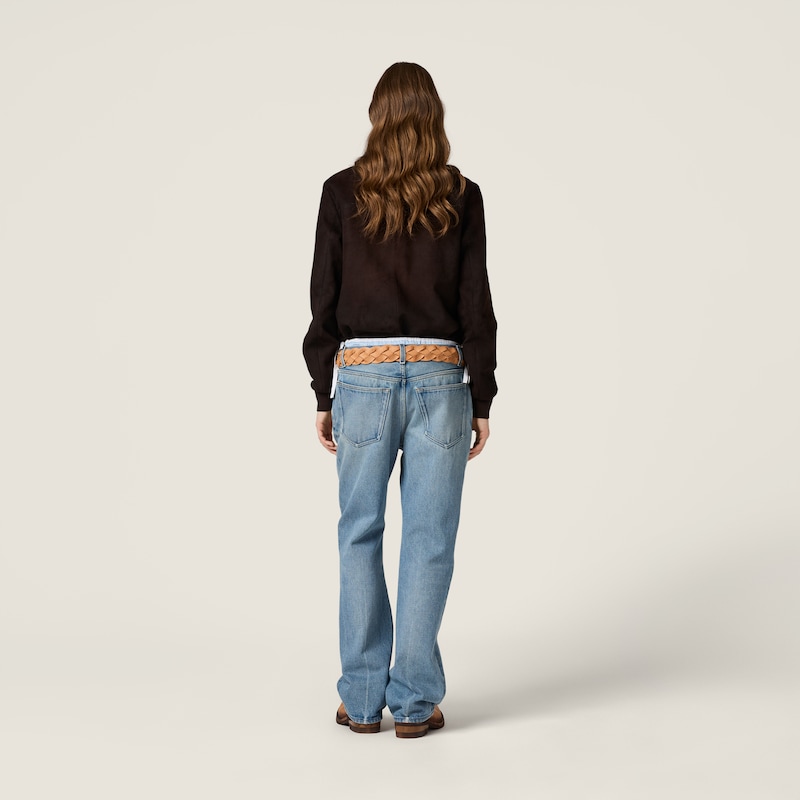 Five-pocket washed denim jeans