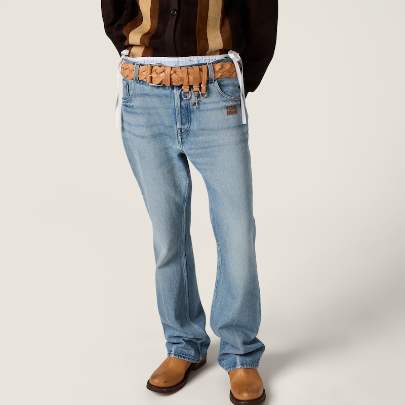 Five-pocket washed denim jeans