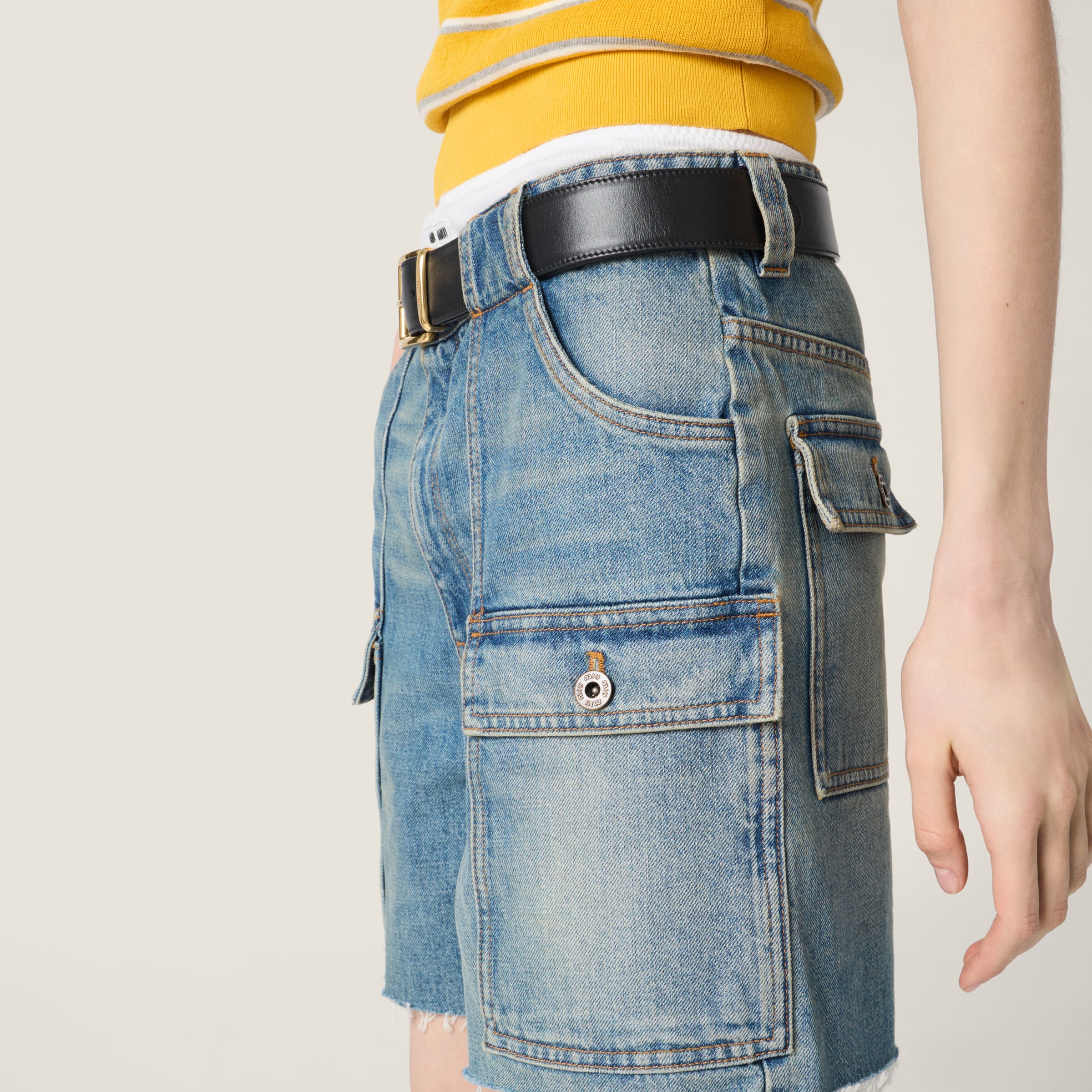 ブルー デニム バミューダショーツ | Miu Miu