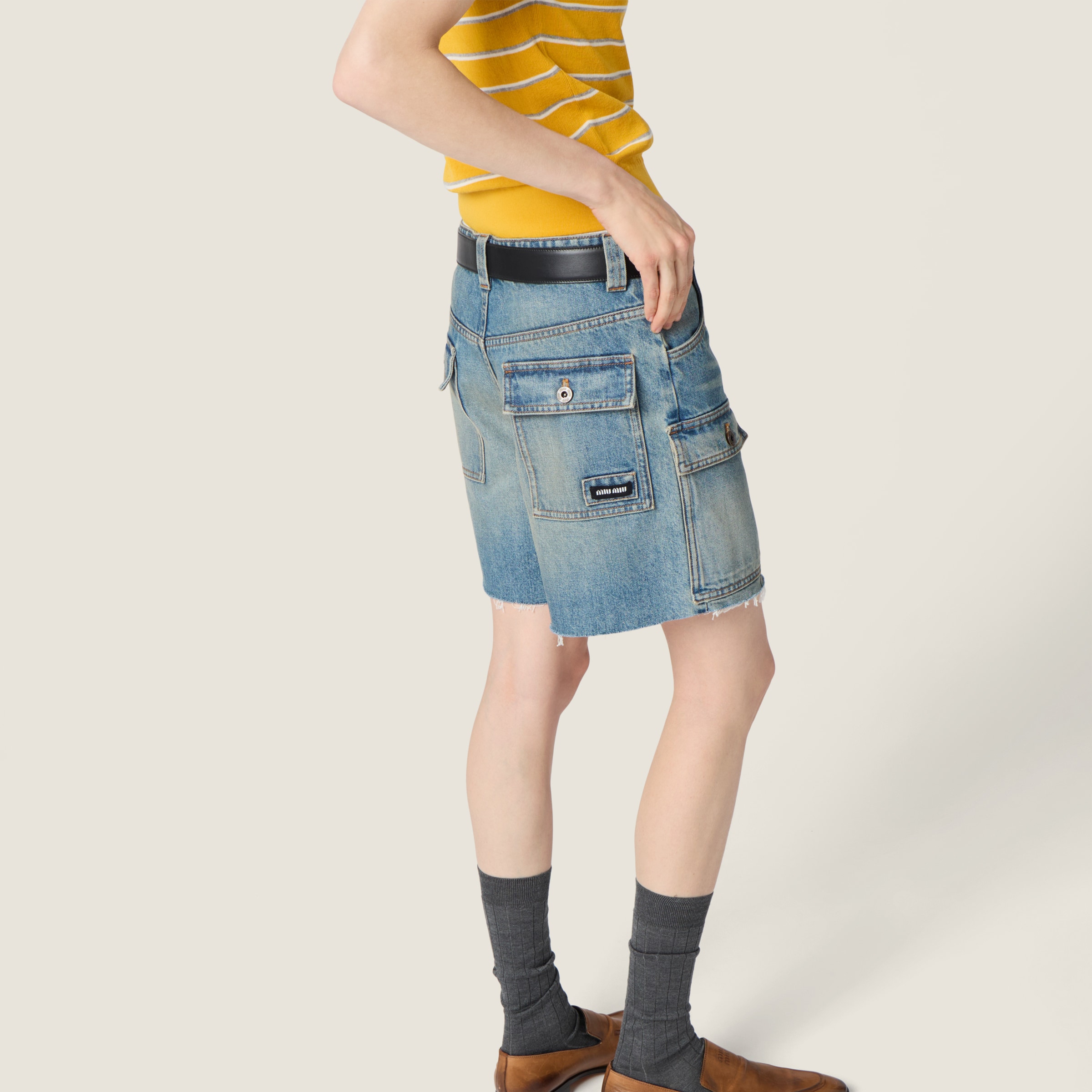 ブルー デニム バミューダショーツ | Miu Miu