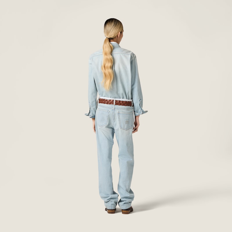 Five-pocket washed denim jeans