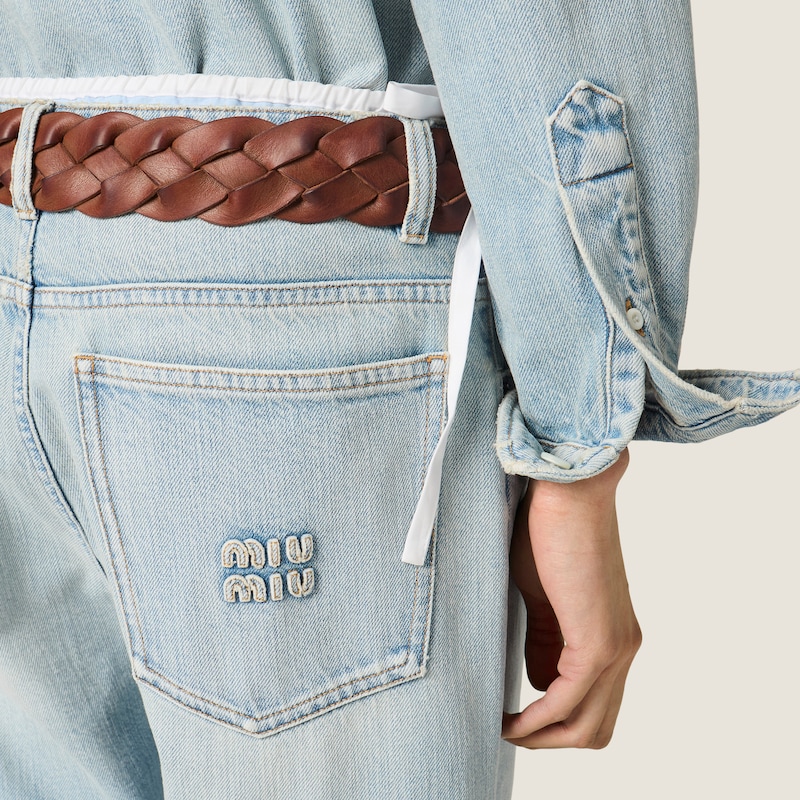 Five-pocket washed denim jeans