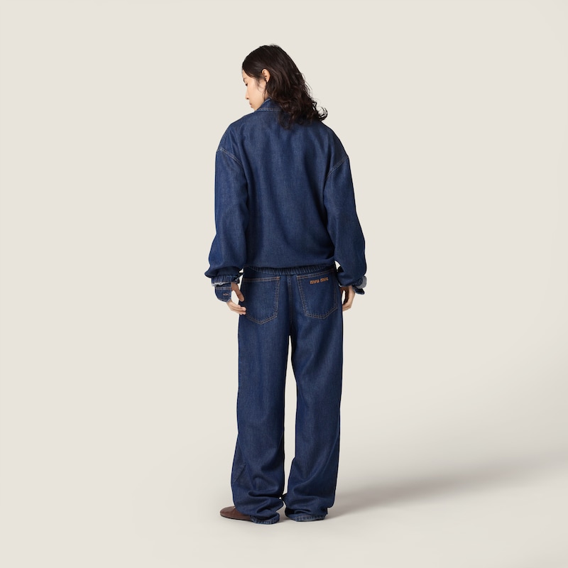 Five-pocket washed denim jeans
