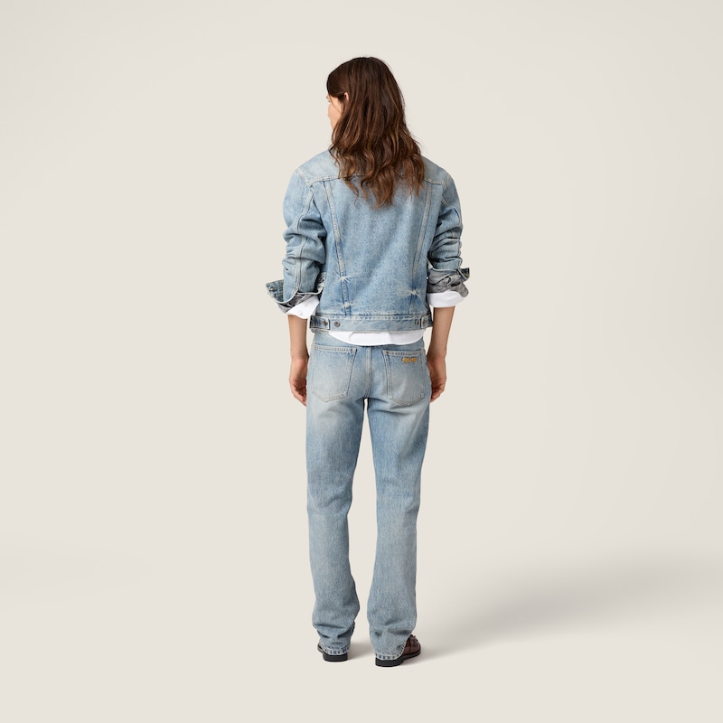 Five-pocket washed denim jeans