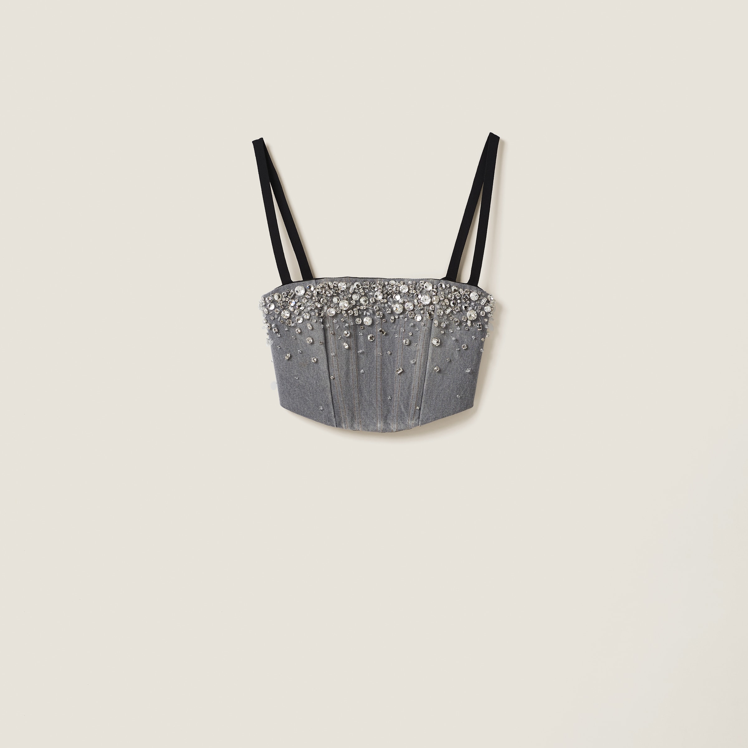Miu Miu Denim Top In Grey