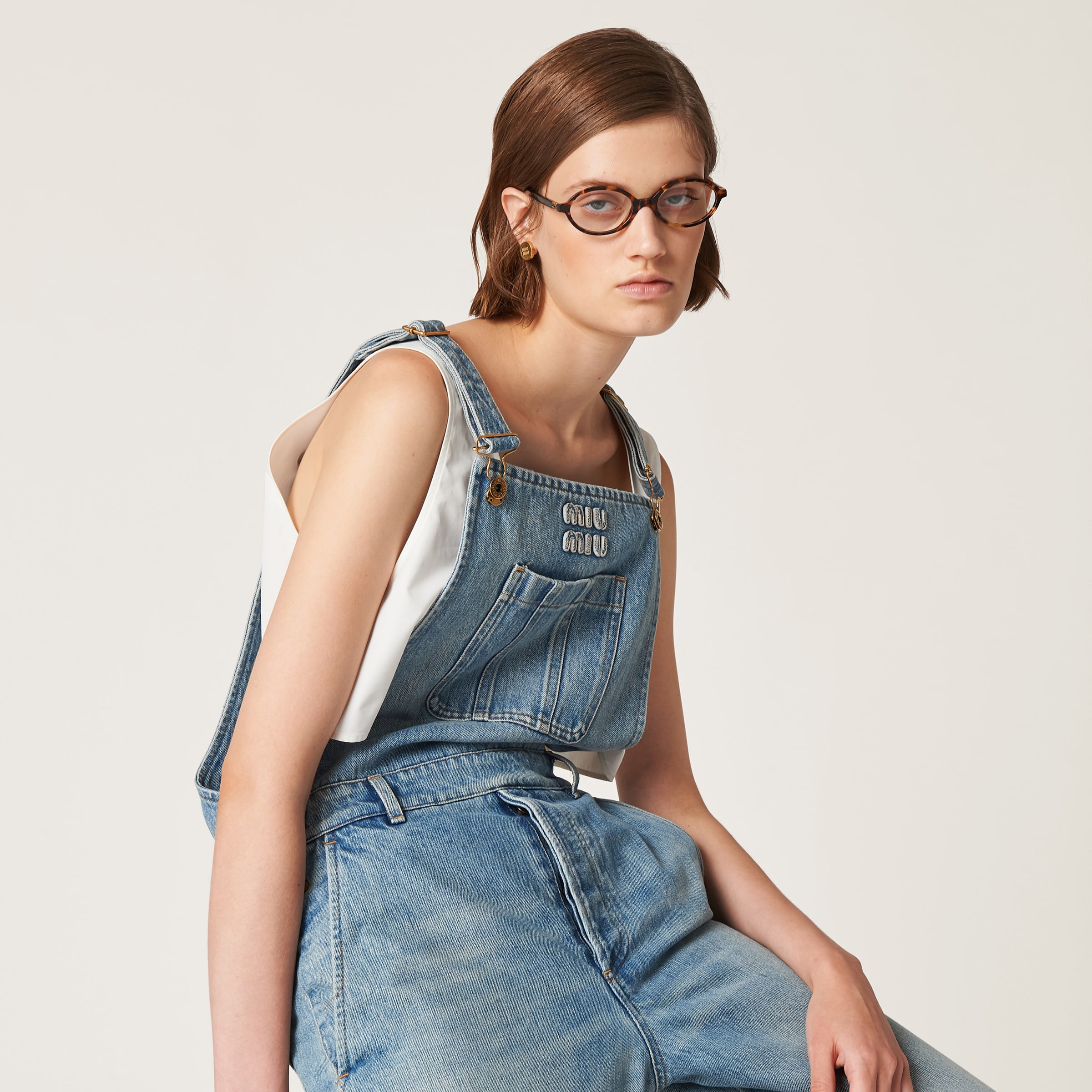 【オンライン限定商品】  miumiu 銀座店 デニム ユニセックスサイズ 24SS ミュウミュウ サロペット+オーバーオール