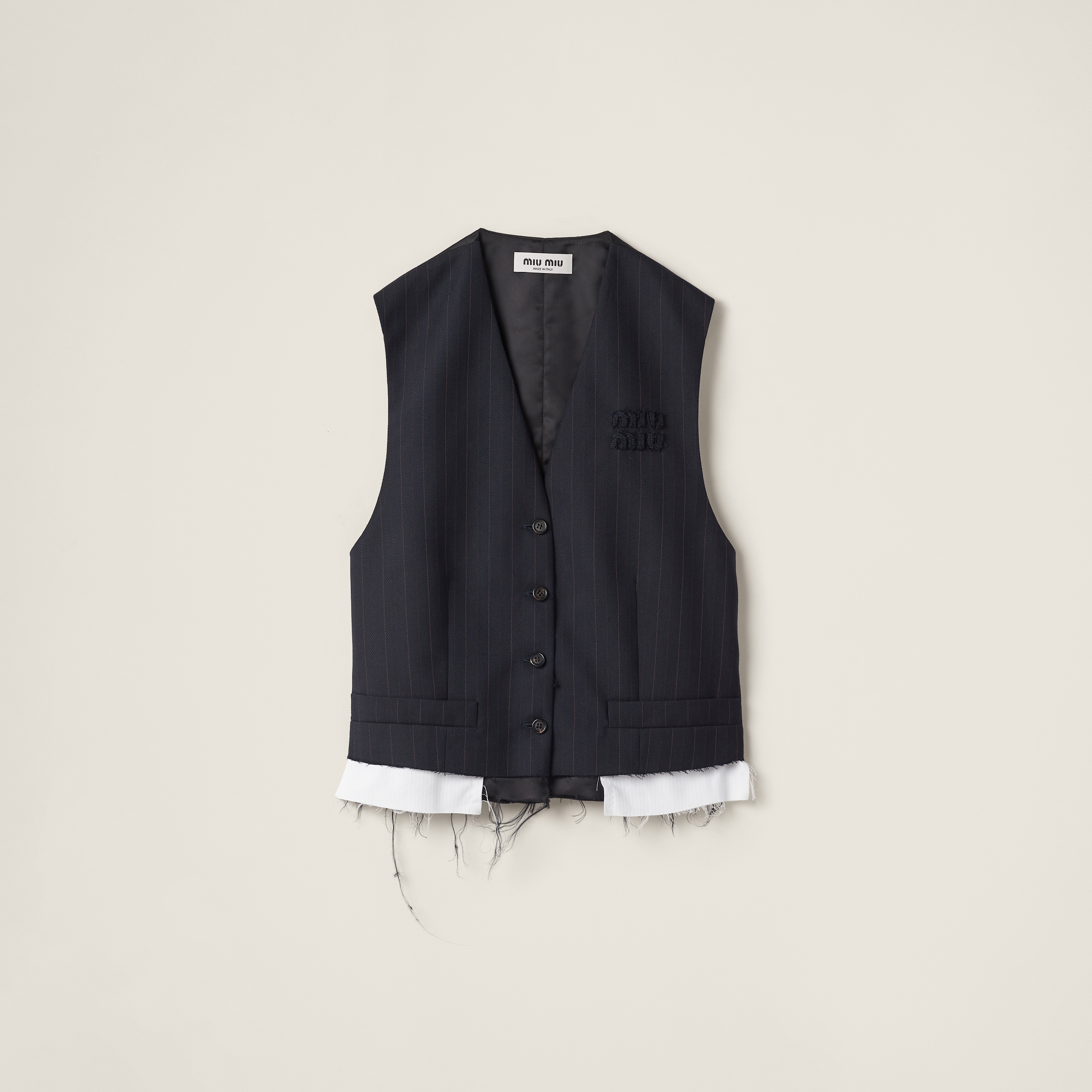 Miu Miu Pinstriped Waistcoat In Navy