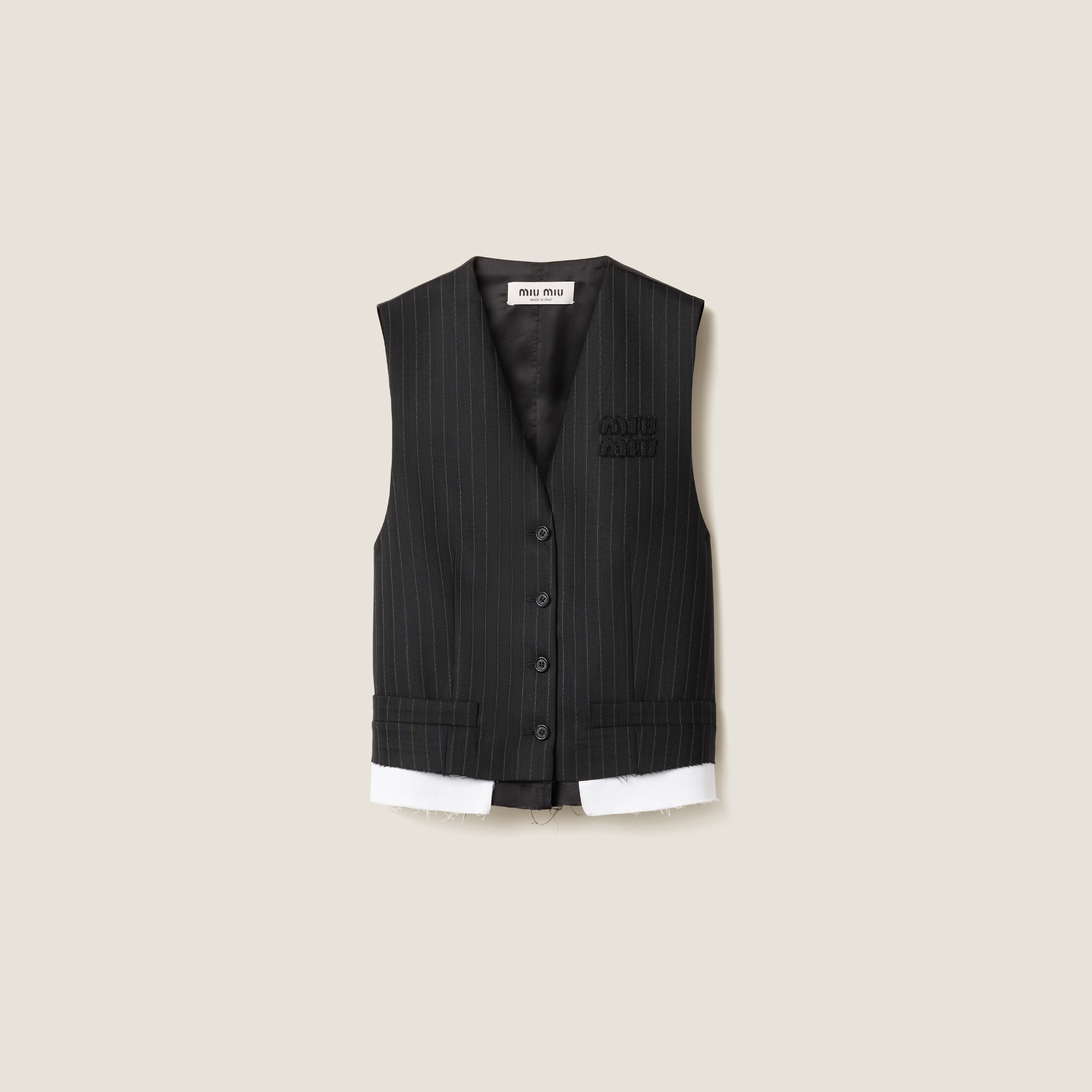 Miumiu 2026 Color-blocked Striped Cropped Knit Vest Tencel 246239