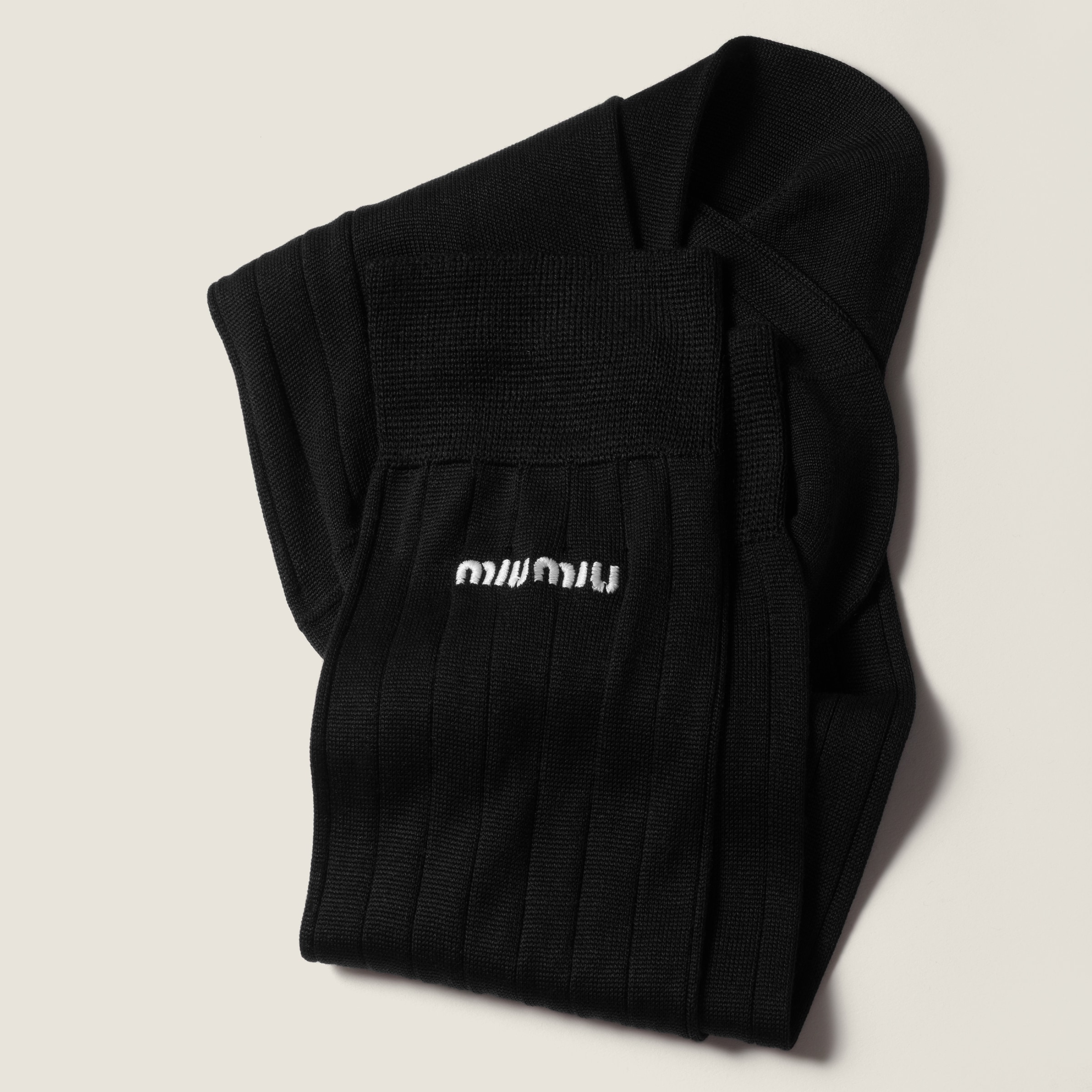 Miu Miu Silk Socks In Black