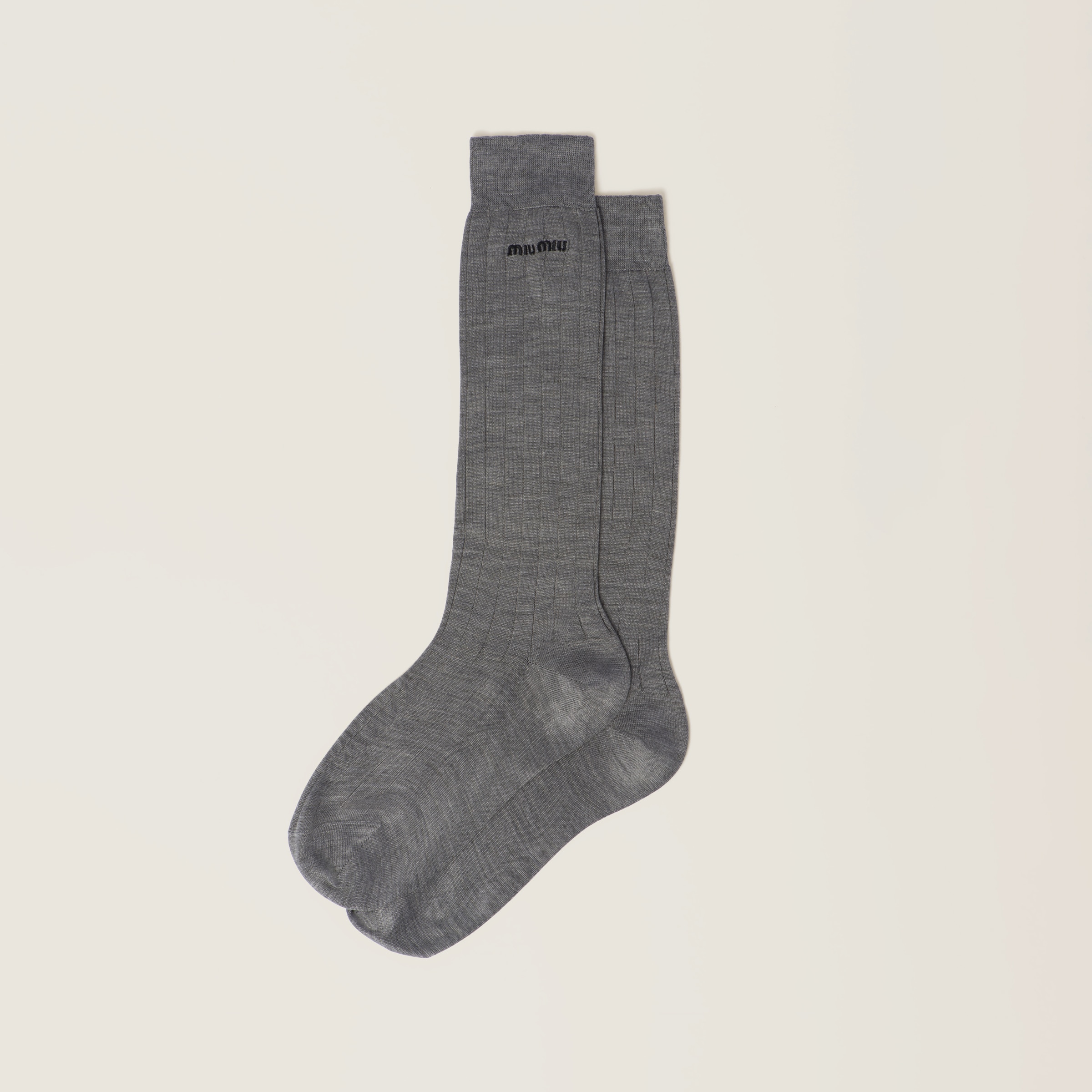 Slate Gray Silk Socks Miu Miu