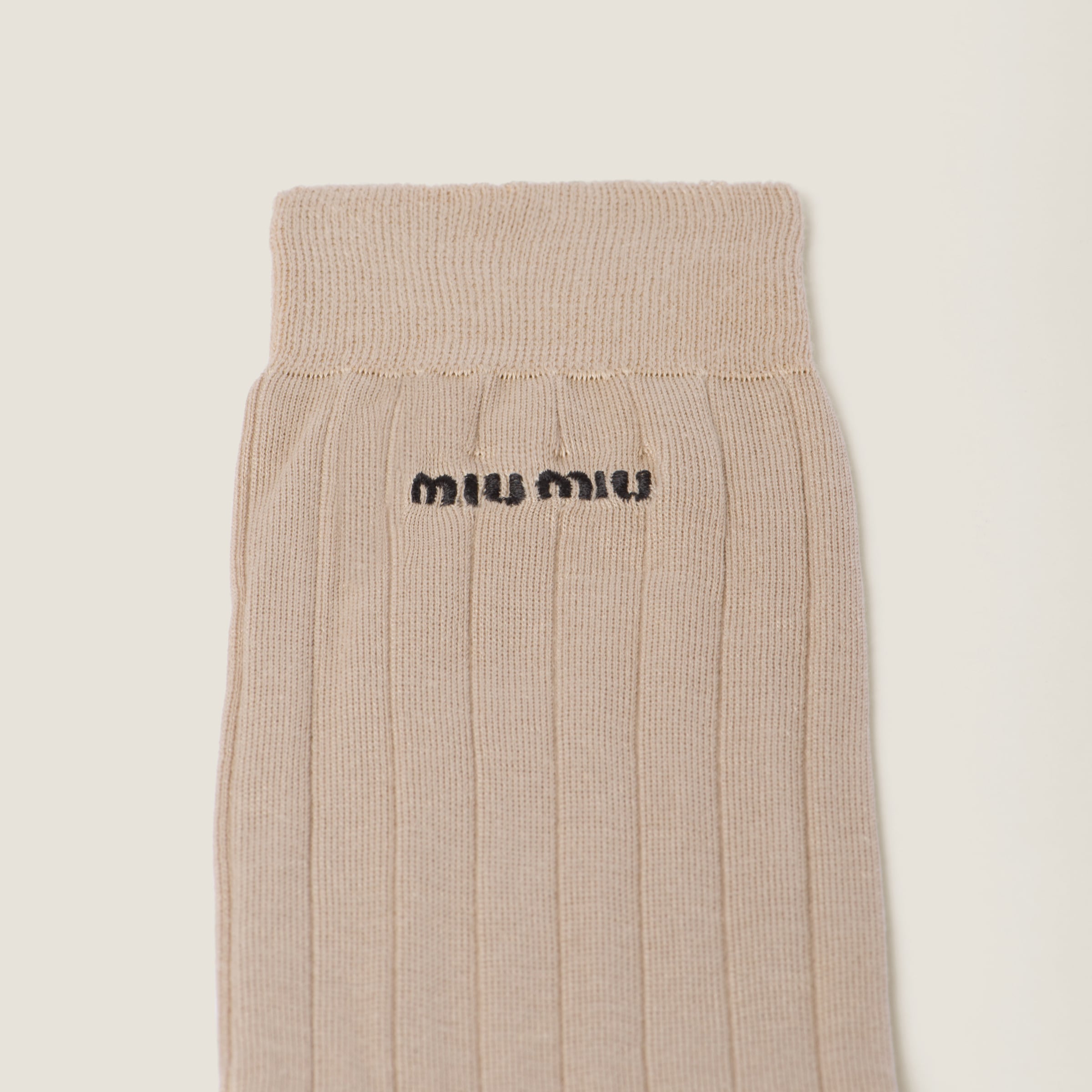 Shop Miumiu Silk Socks In Albino White