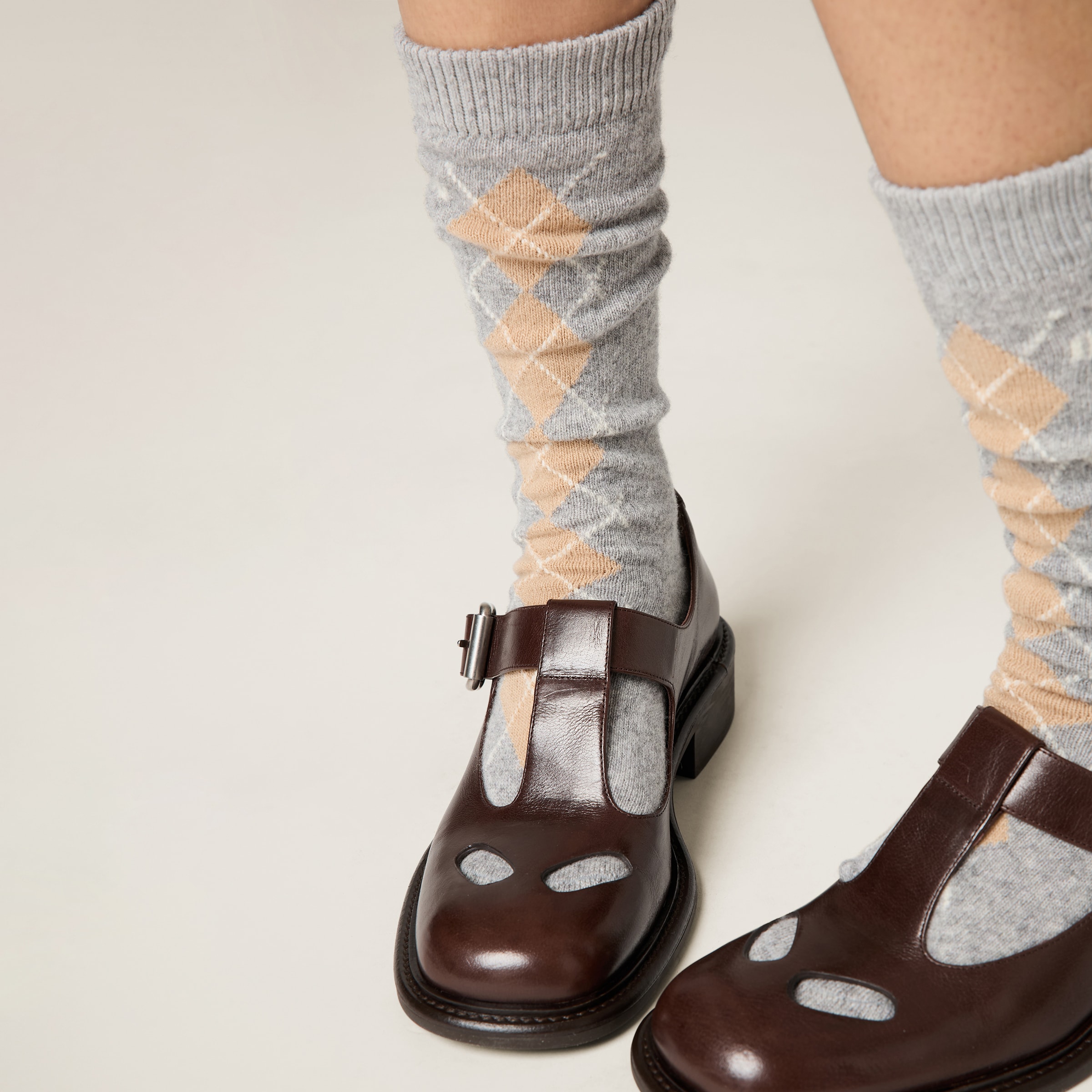Miu Miu Wool And Cashmere Socks In Slate Gray