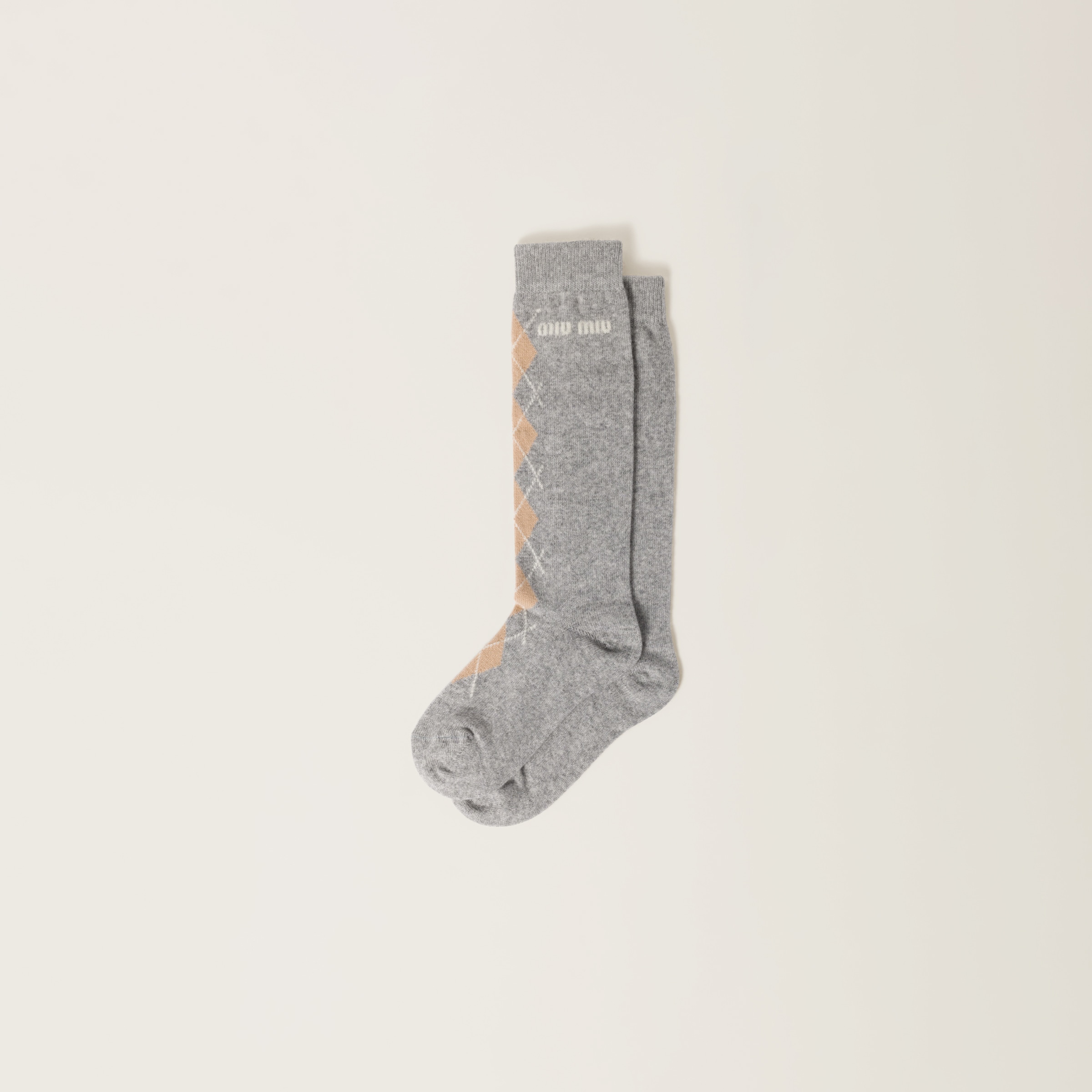 Miu Miu Wool And Cashmere Socks In Slate Gray