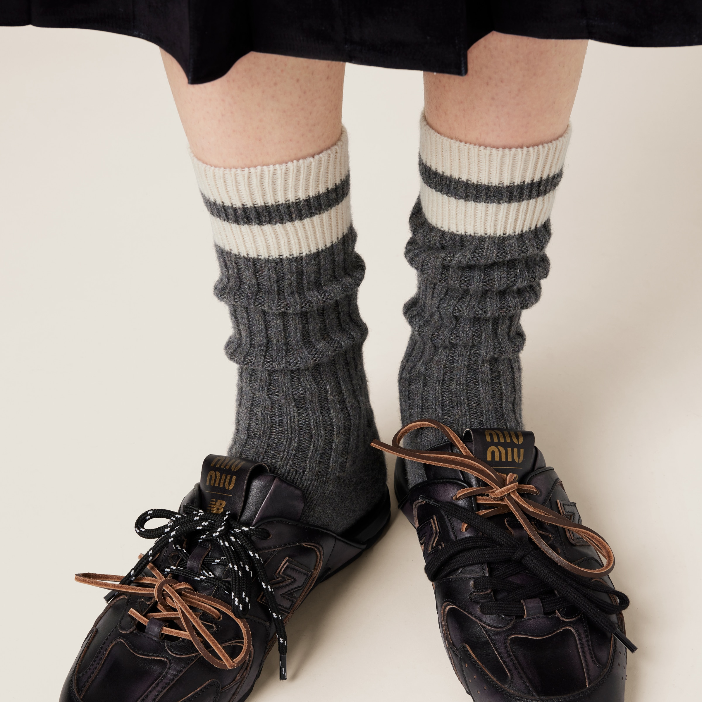 Miu Miu Wool And Cashmere Socks In Slate Gray
