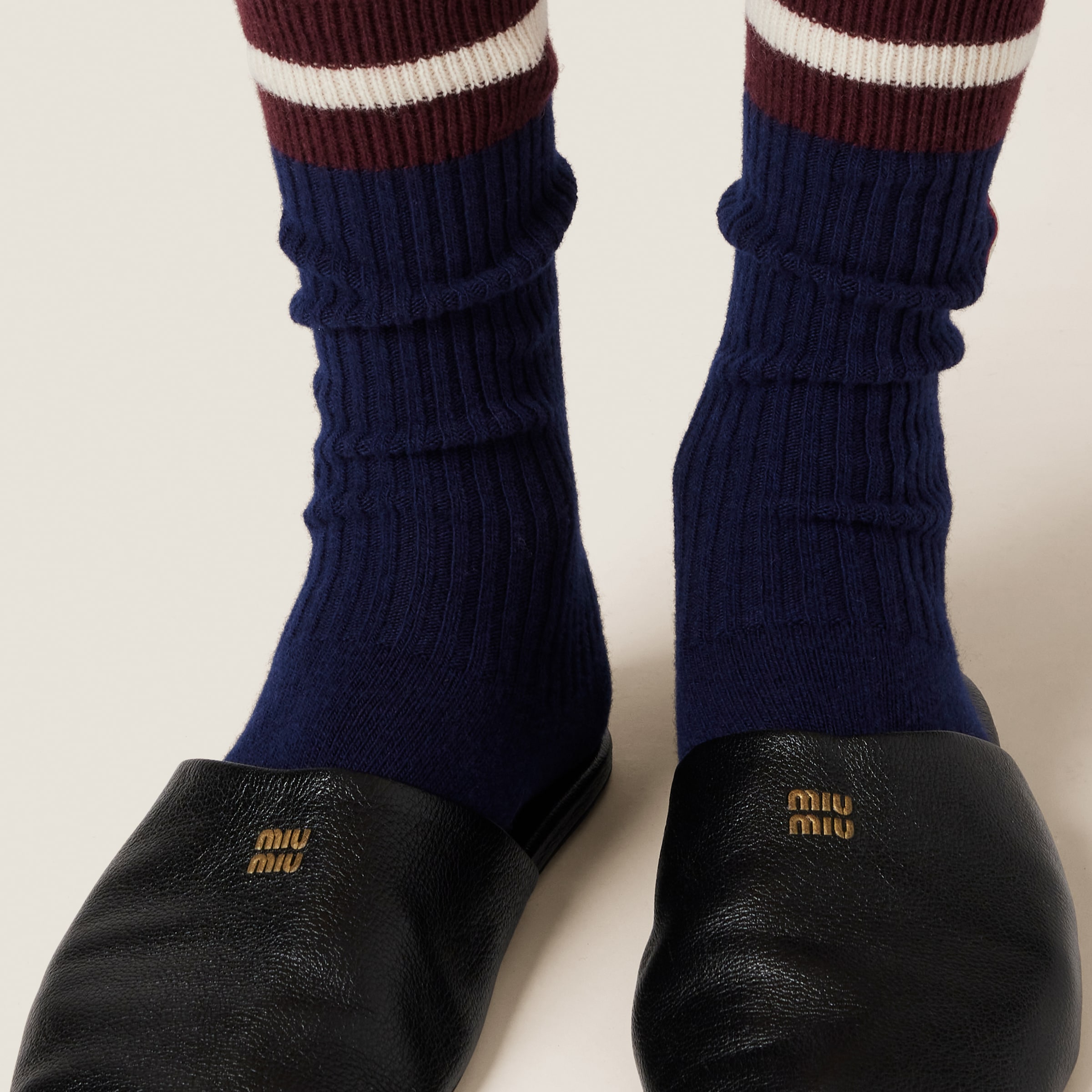 Miu Miu Wool And Cashmere Socks In Navy