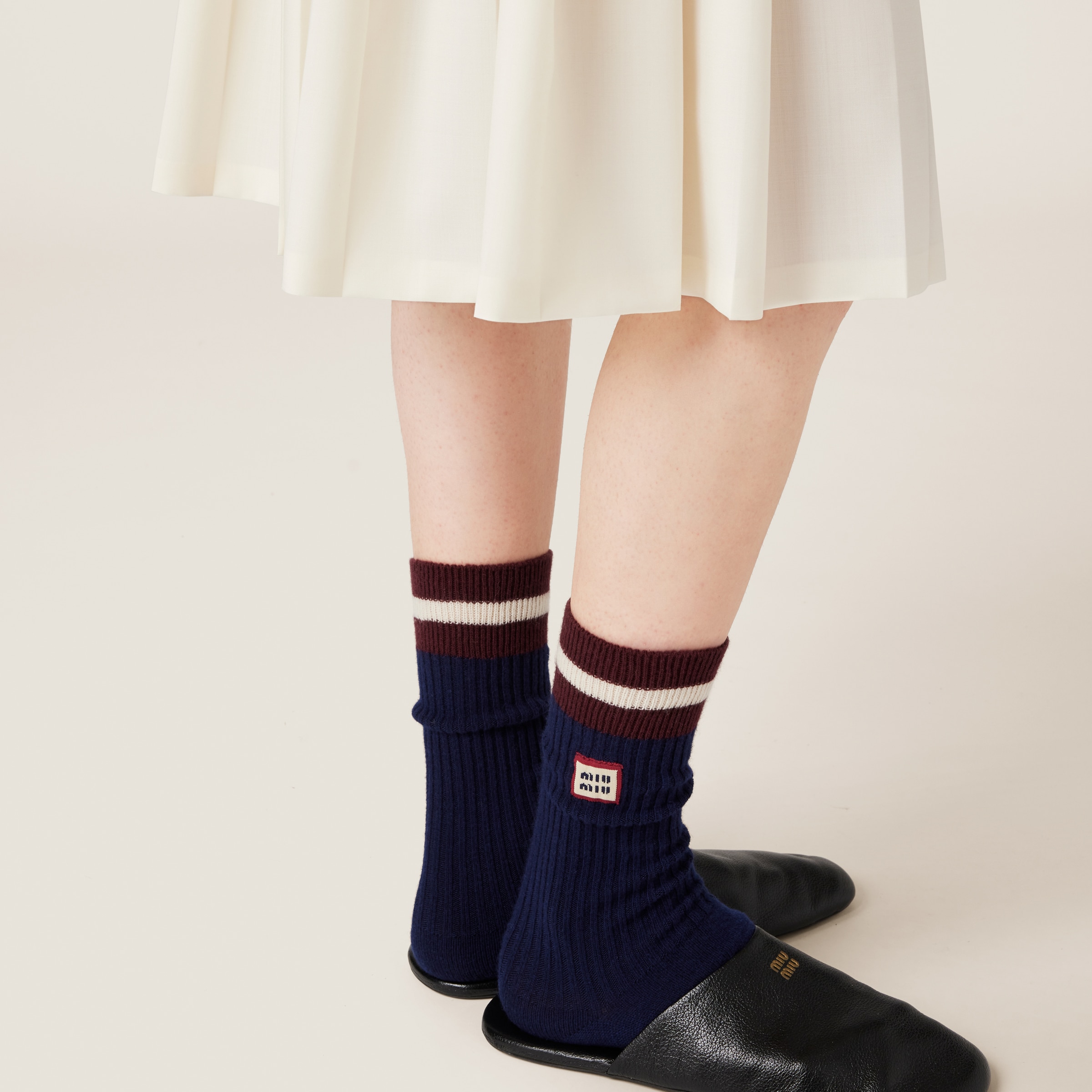 Miu Miu Wool And Cashmere Socks In Navy