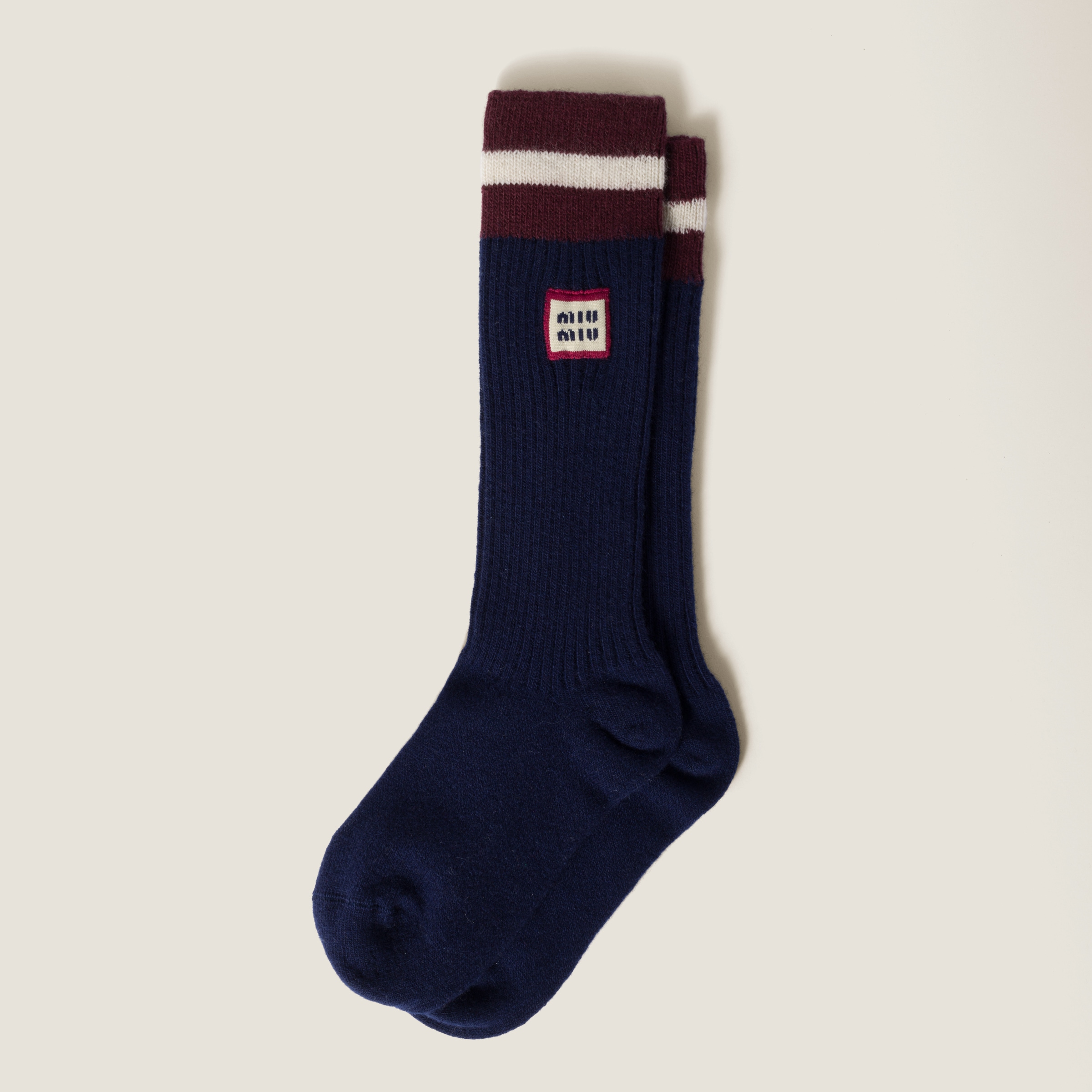 Miu Miu Wool And Cashmere Socks In Navy
