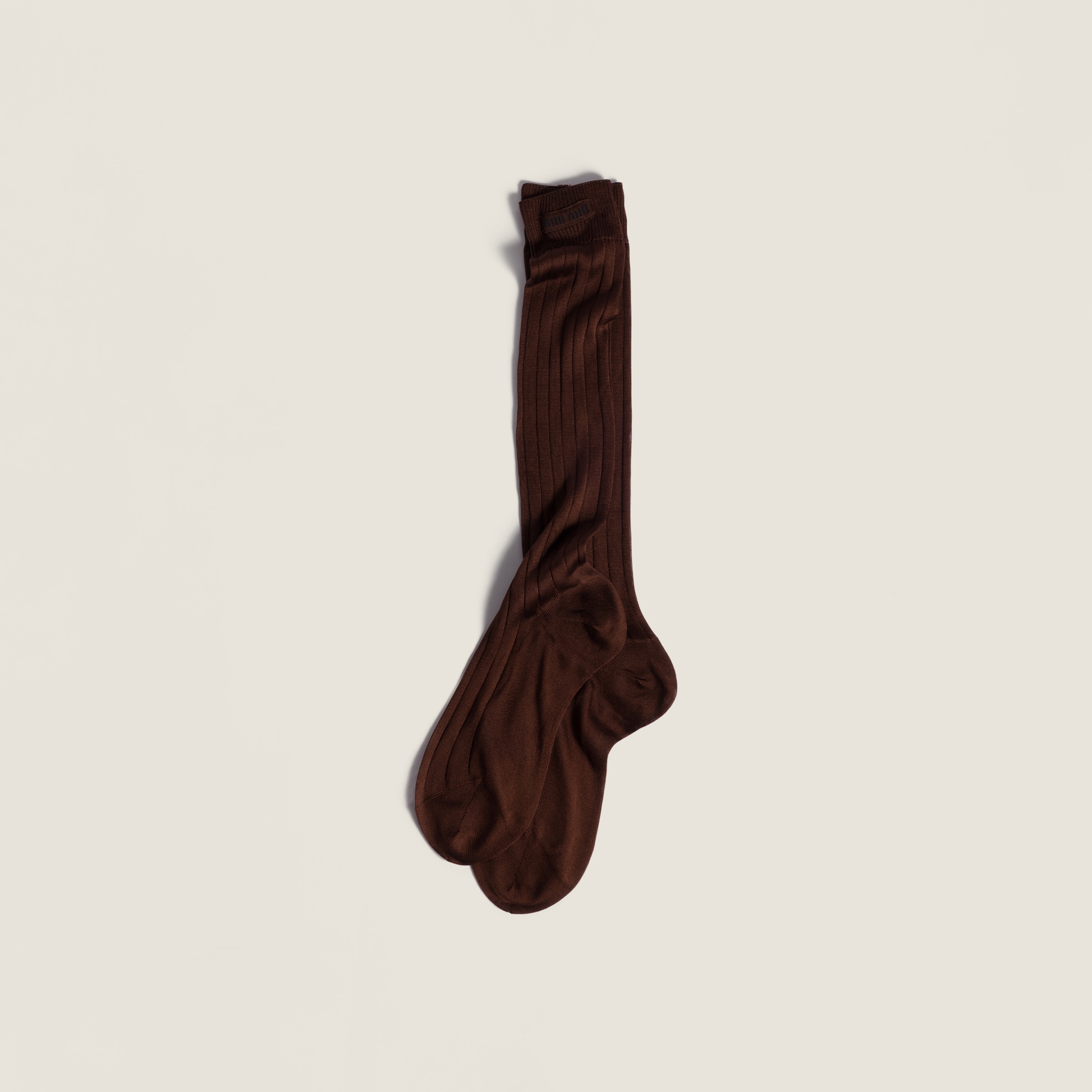 Miu Miu Silk Socks In Brown