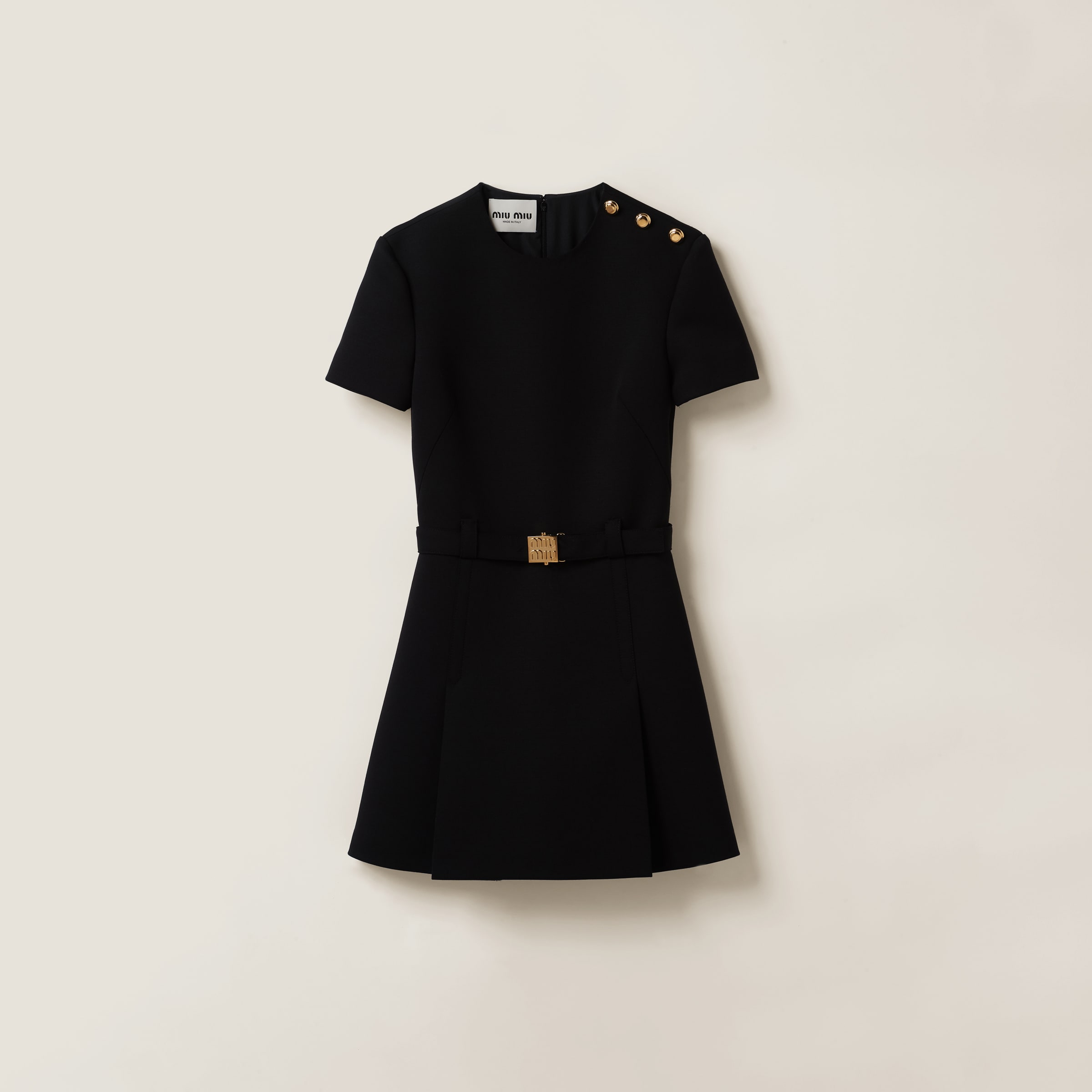 Miu Miu Grain De Poudre Mini-dress In Black