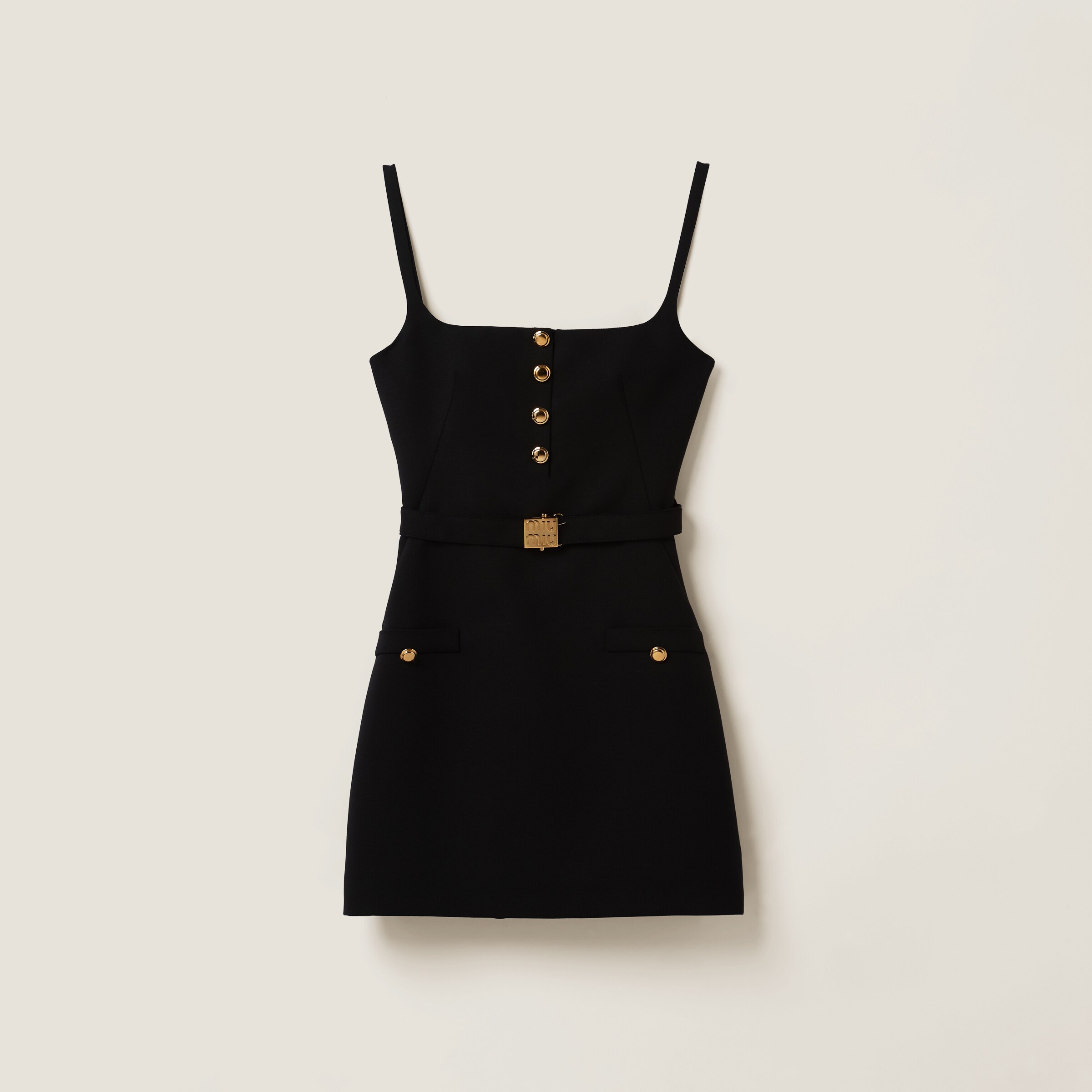 Shop Miu Miu Grain De Poudre Mini-dress In Black