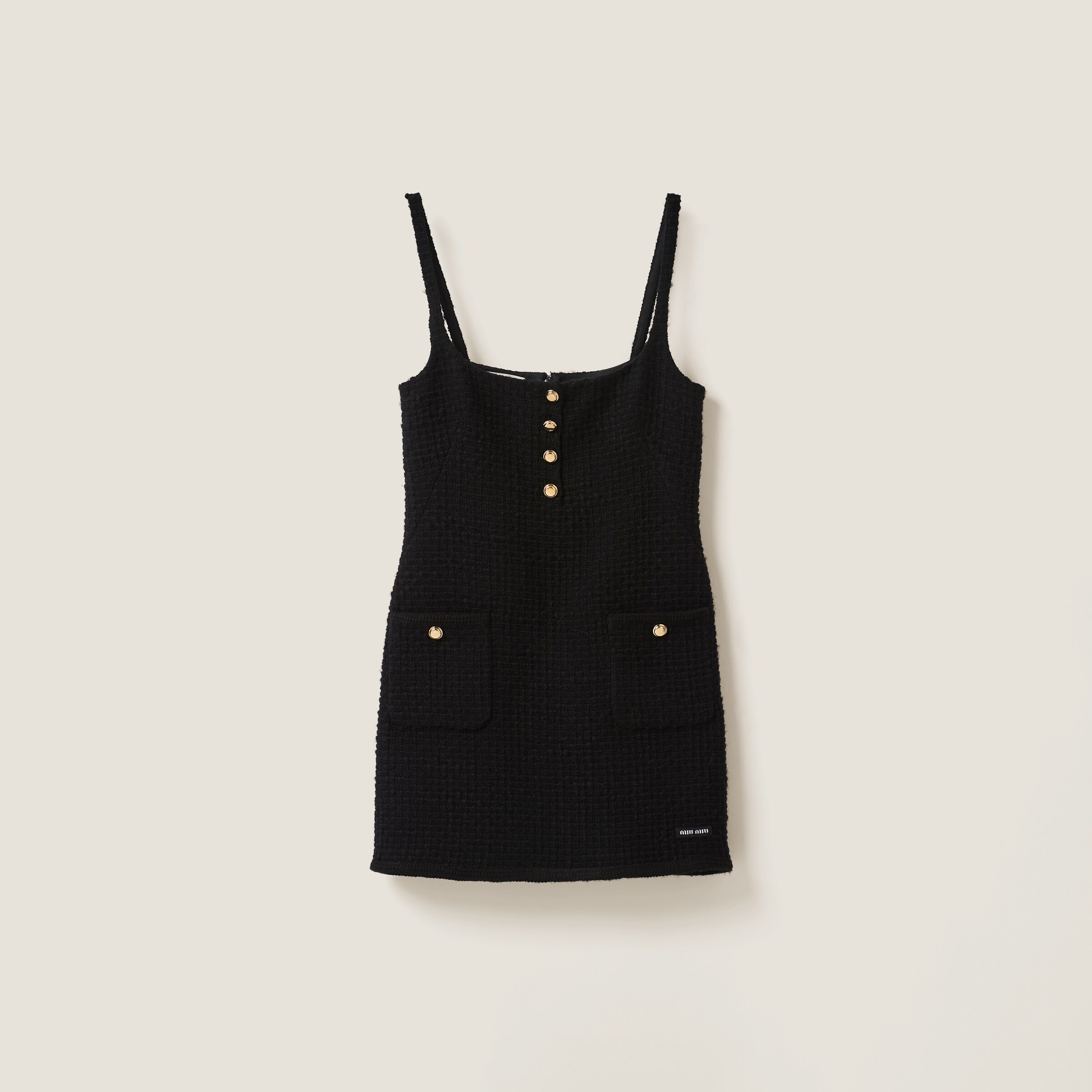 Miu Miu Tweed Wool-blend Mini Dress In Black