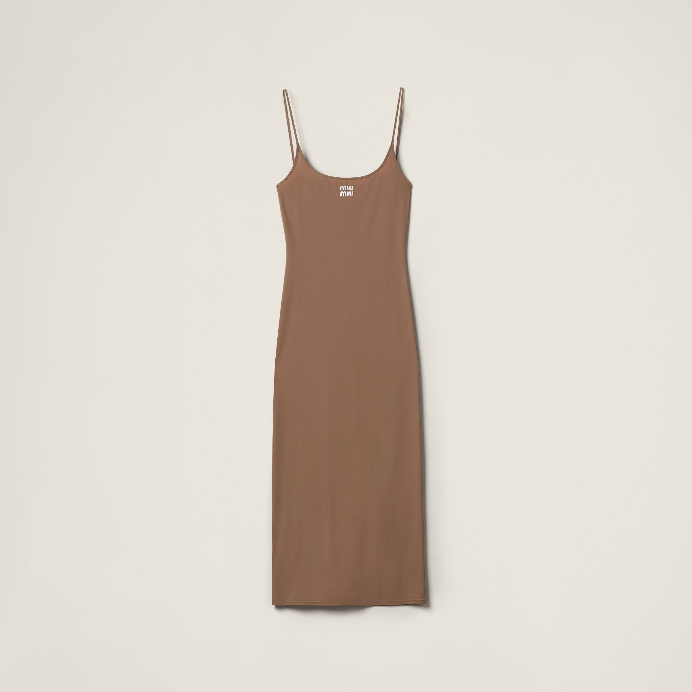 Miu Miu Stretch Jersey Dress In Khaki