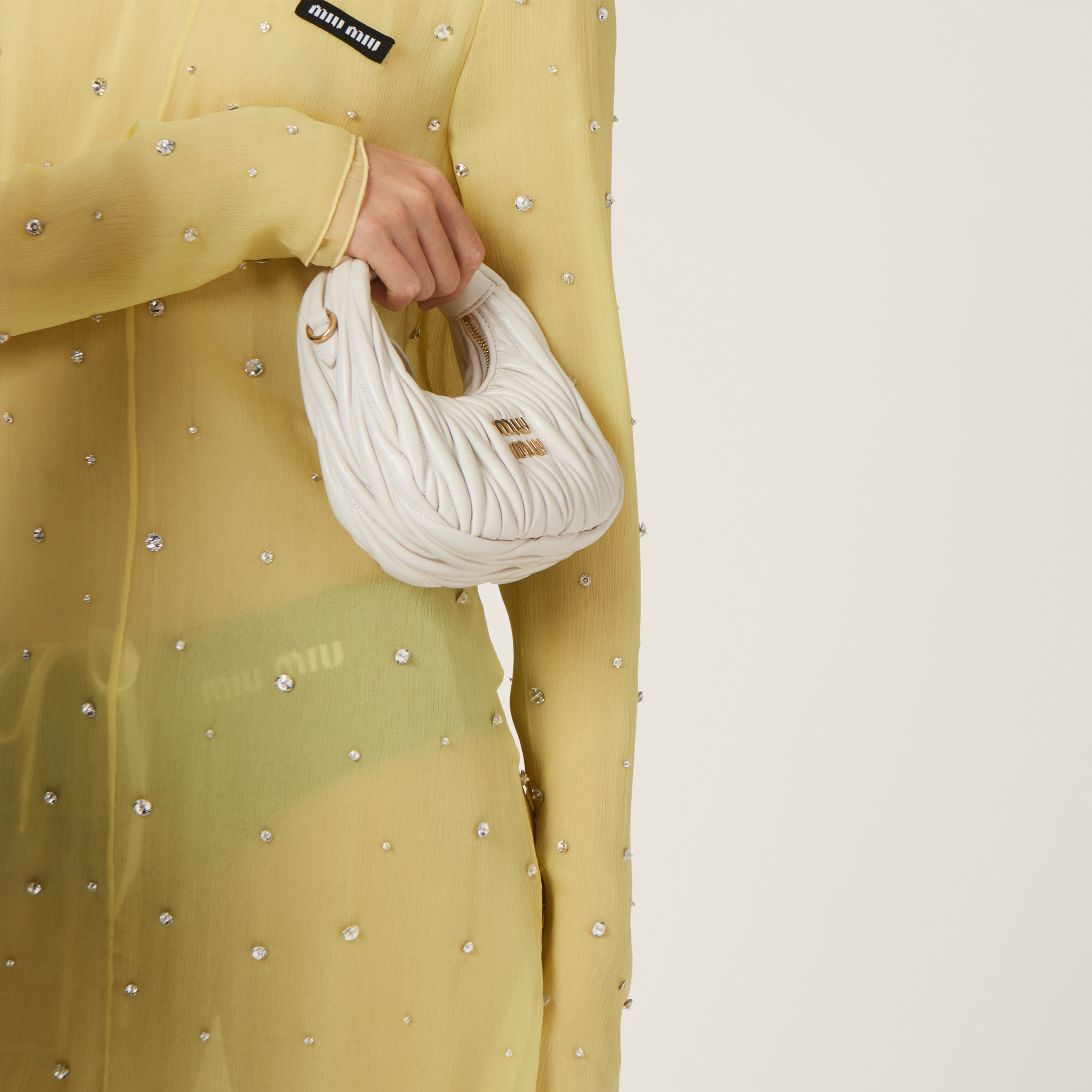 Yellow Embroidered Chiffon Dress Miu Miu