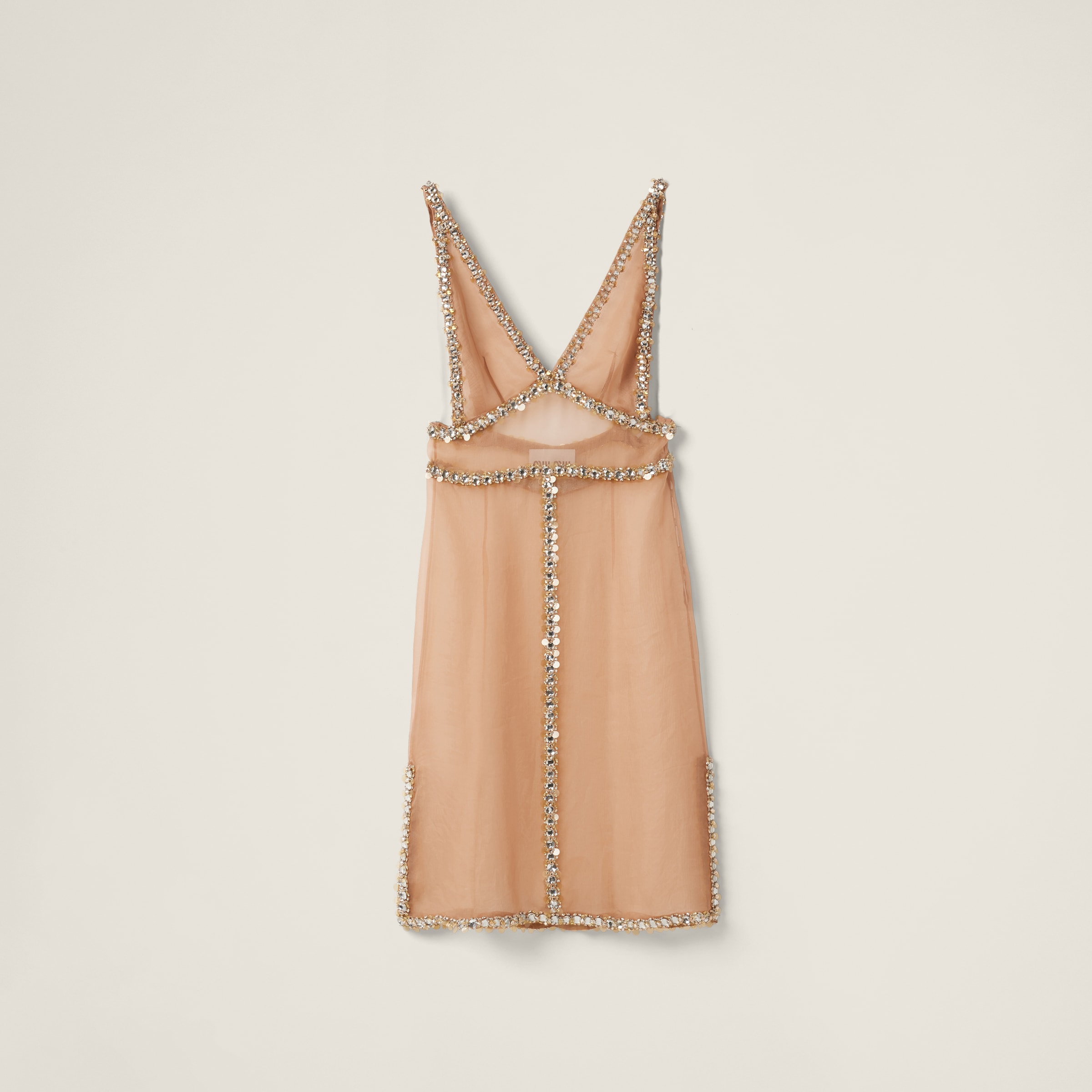 Miu Miu Embroidered Organza Dress In Cameo